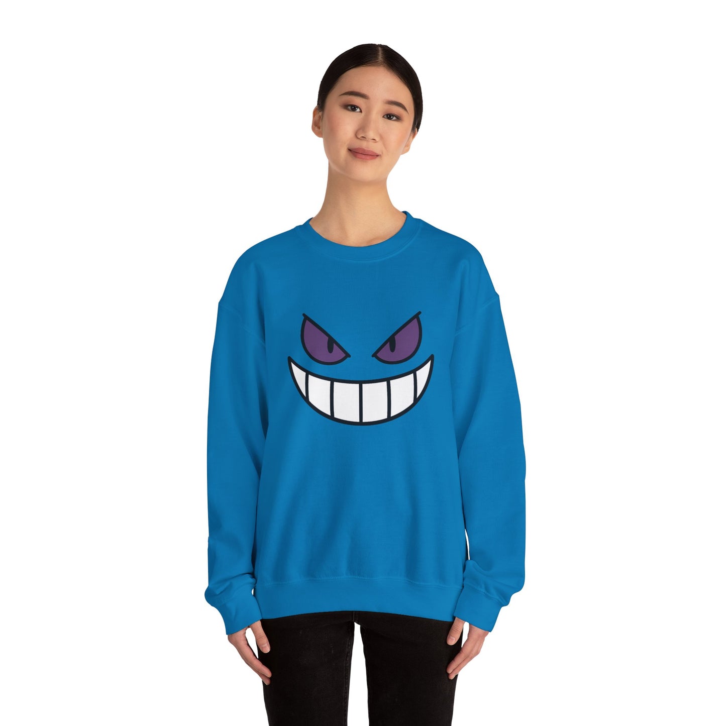 Sinister Grin Sweatshirt, Creepy Smile Crewneck, Dark Cartoon Face Sweatshirt, Halloween Gothic Sweatshirt, Spooky Grin Pullover