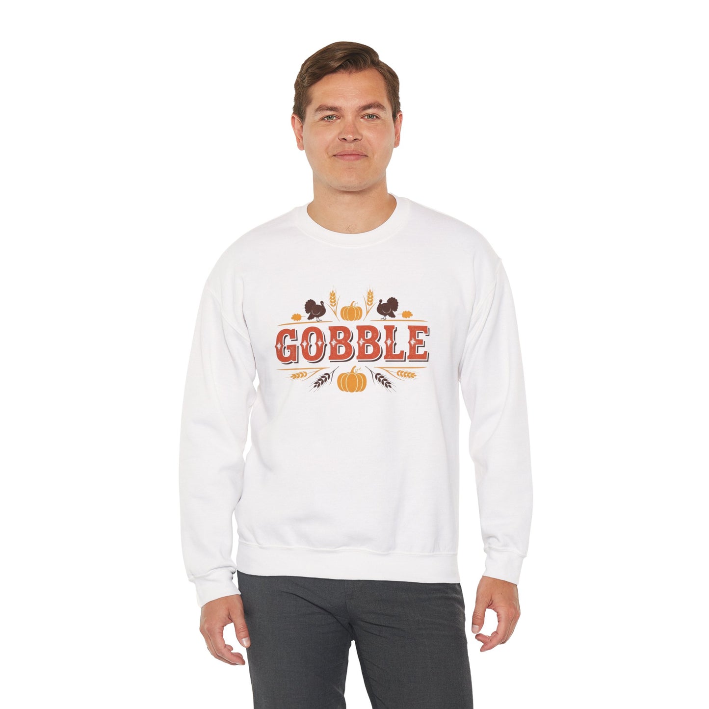 Gobble Thanksgiving Sweatshirt, Fall Pumpkin Turkey Shirt, Cozy Autumn Crewneck, Cute Gobble Pullover, Thanksgiving Dinner Outfit