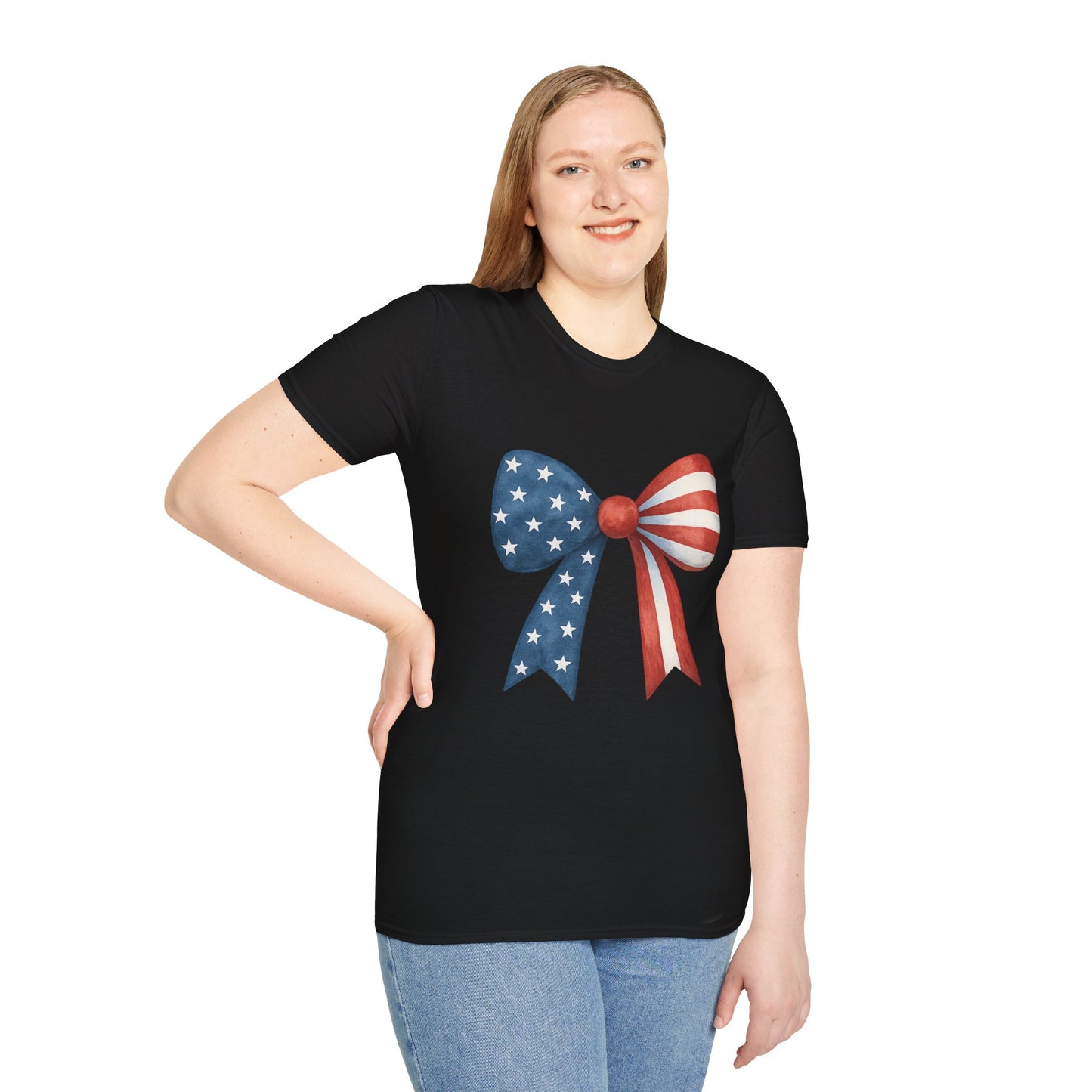 Patriotic Bow USA T-Shirt | 4th of July Shirt | American Flag Bow Tee | Independence Day Shirt | July 4th Graphic Tee | USA Pride Shirt