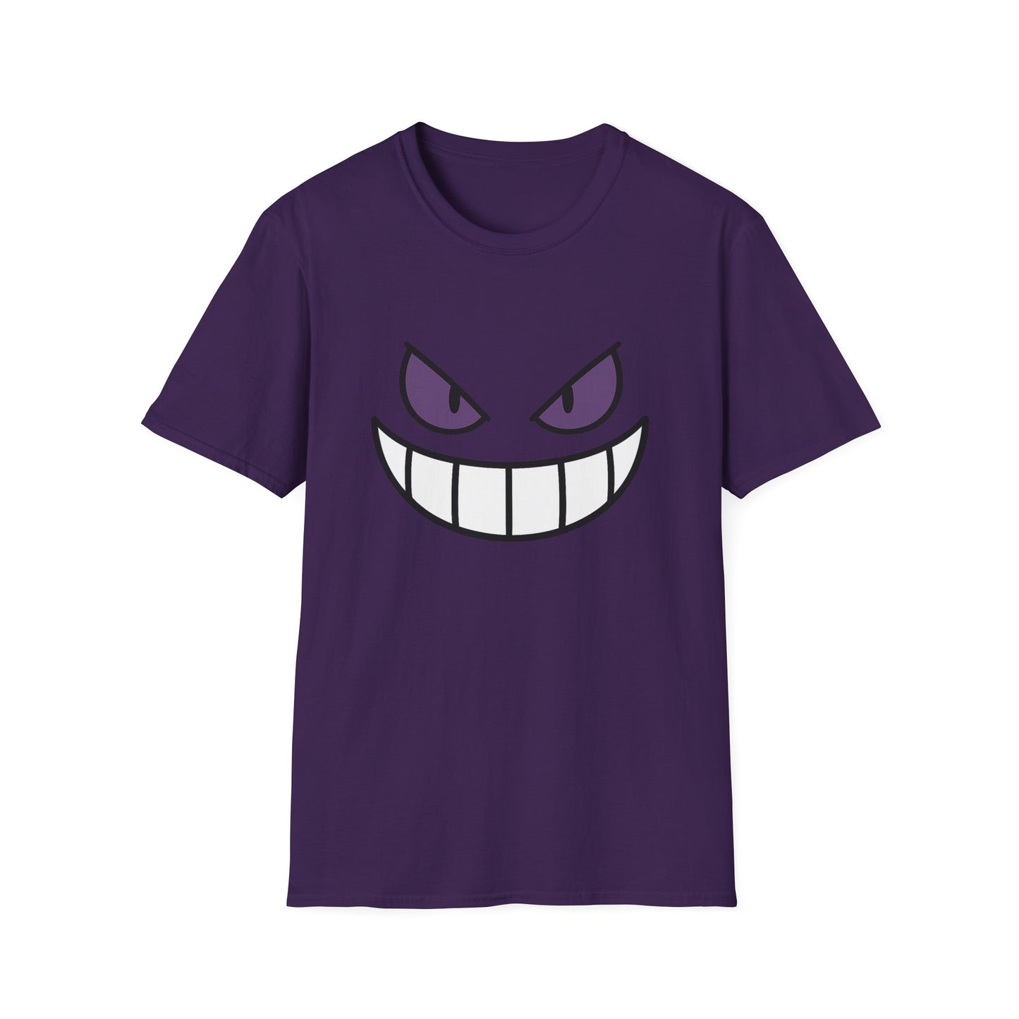 Mischievous Shadow Face Tee - Purple Eyes and Big Grin Graphic Shirt | Spooky Cute Gift, Retro Gaming Vibe, Funny Halloween Unisex Top