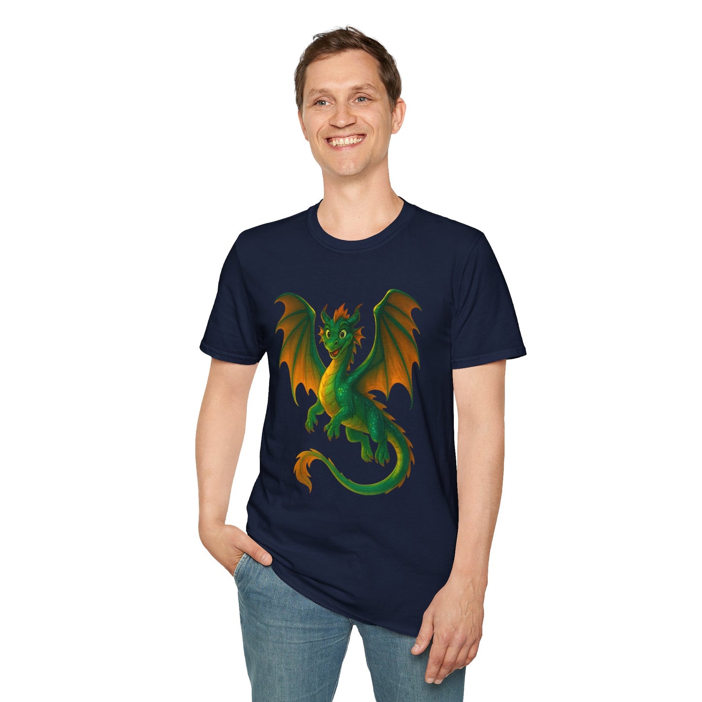 Green Dragon Fantasy T-Shirt | Unisex Mythical Creature Tee | DnD Gamer Gift | Cool Dragon Shirt | Magic RPG Nerdy Graphic Tee