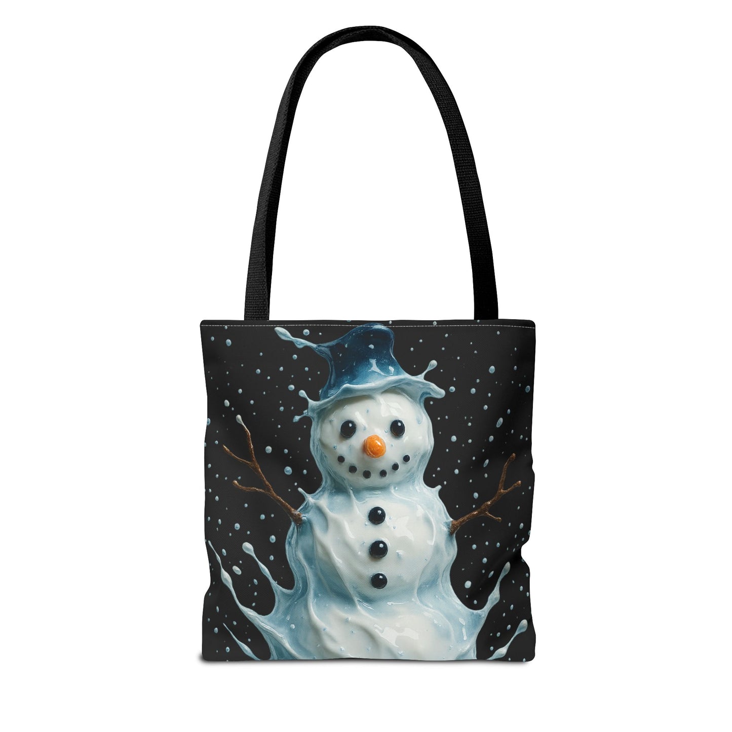Winter Snowman Tote Bag, Festive Christmas Gift Bag, Holiday Shopping Tote, Snowy Season Accessory, Reusable Winter Art Bag For Everyday Use