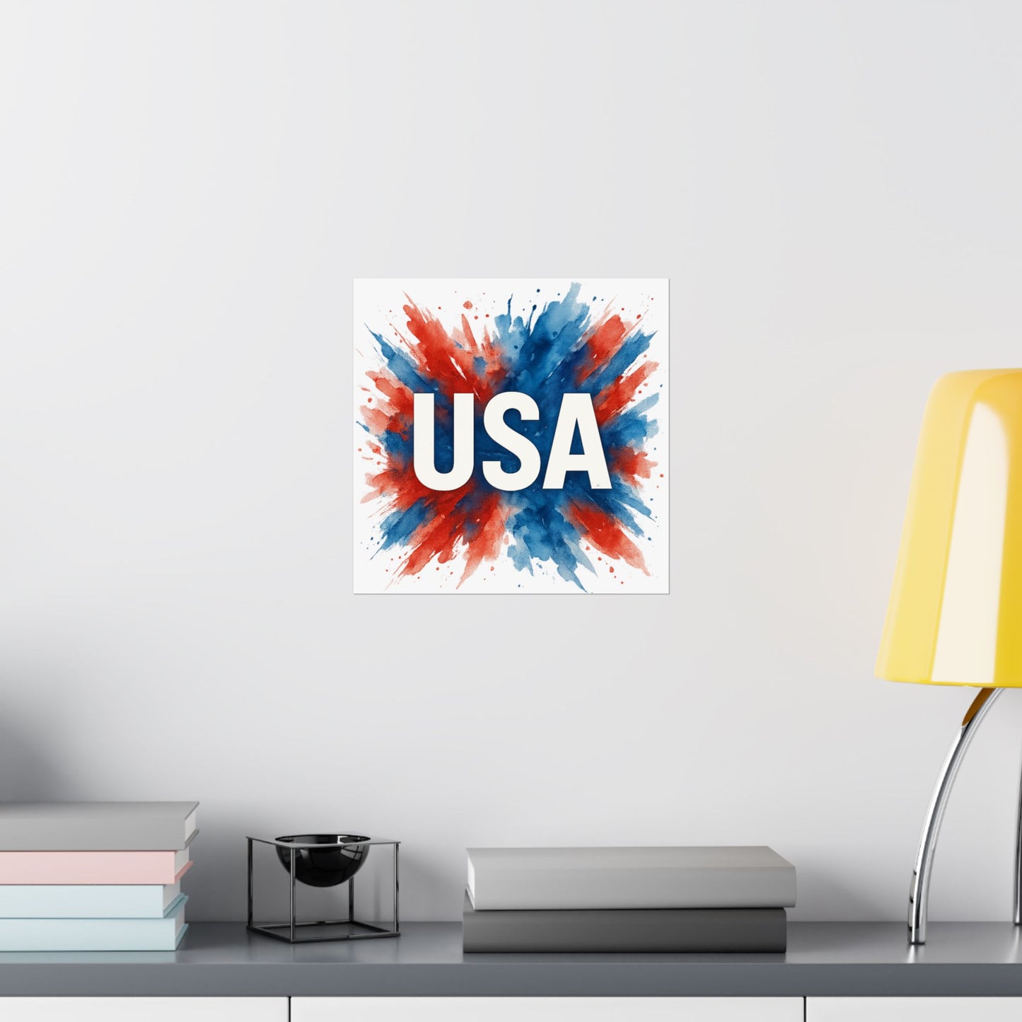 USA Watercolor Poster - Patriotic Red White and Blue Wall Art, 4th of July Decor, Ready-to-Frame American Pride Print