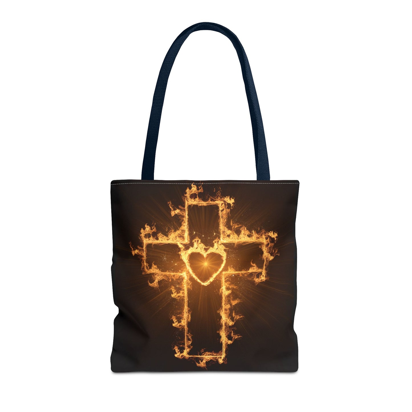 Stylish Flame Cross Tote Bag - Faith-Inspired Fashion