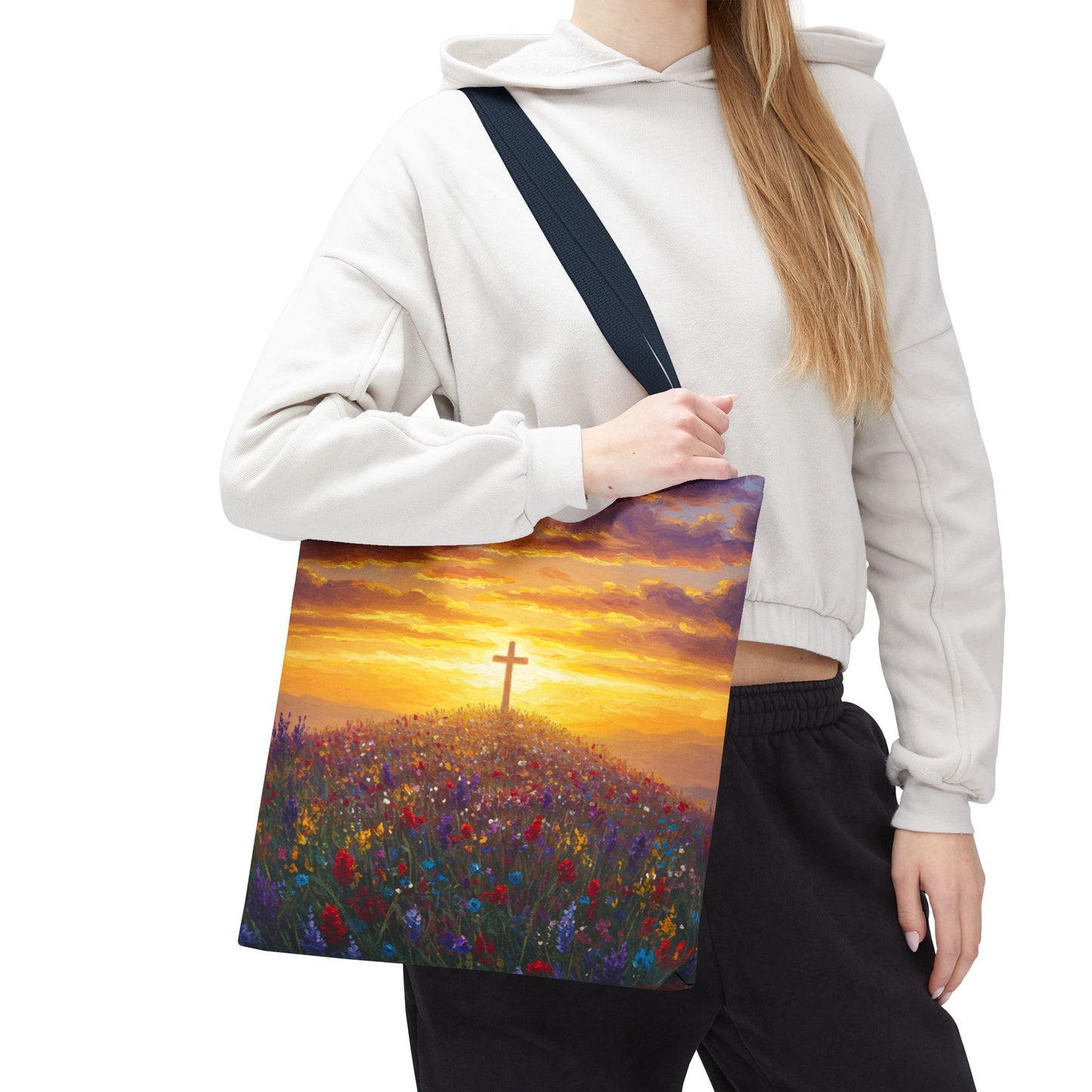 Cross Painted Tote Bag Christian Bag Inspirational Tote Spiritual Bag Religious Tote Bag