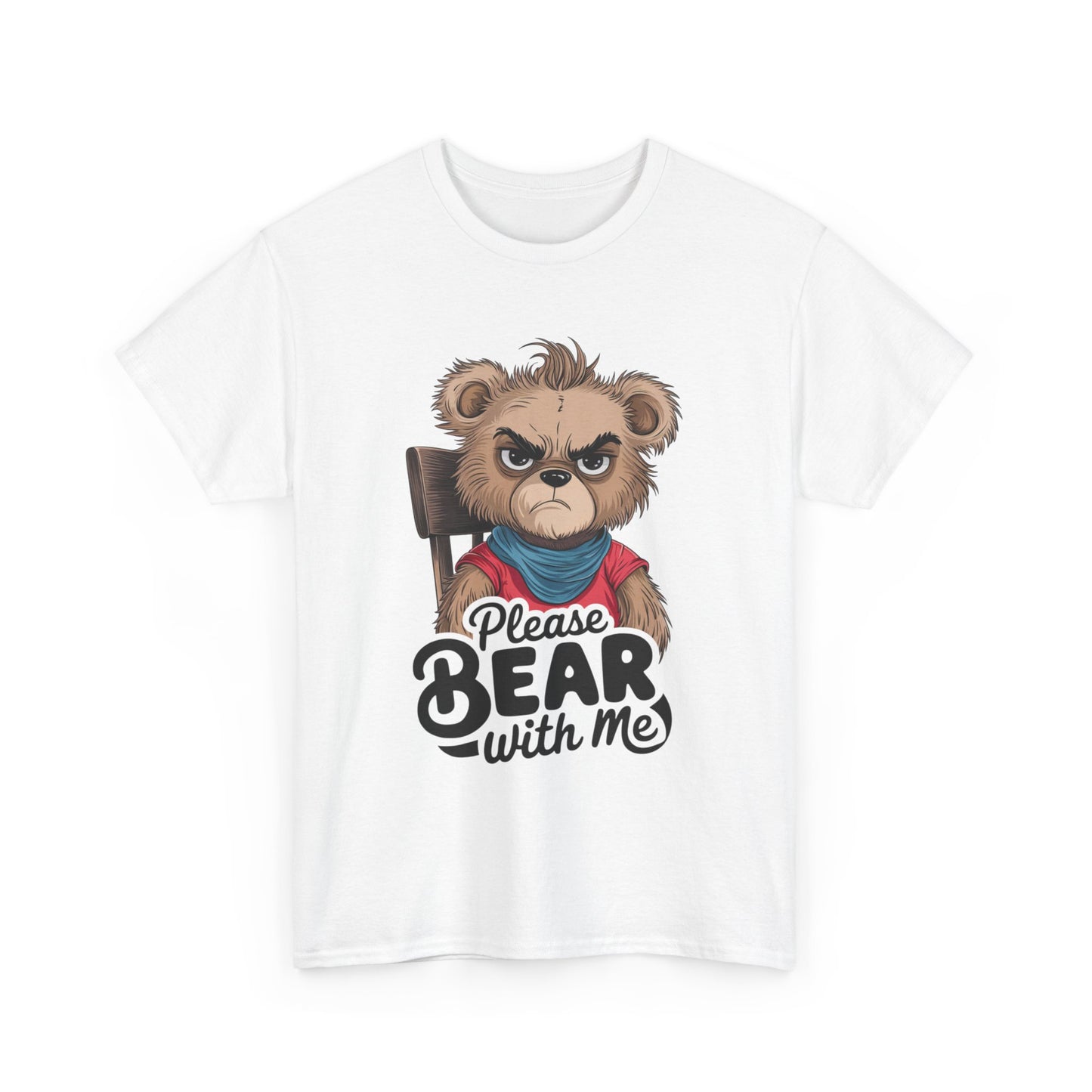 Grumpy Bear Graphic Tee – Please Bear With Me Shirt – Funny Animal T‑shirt – Sarcastic Humor Gift – Cute Bear Meme Art Tee