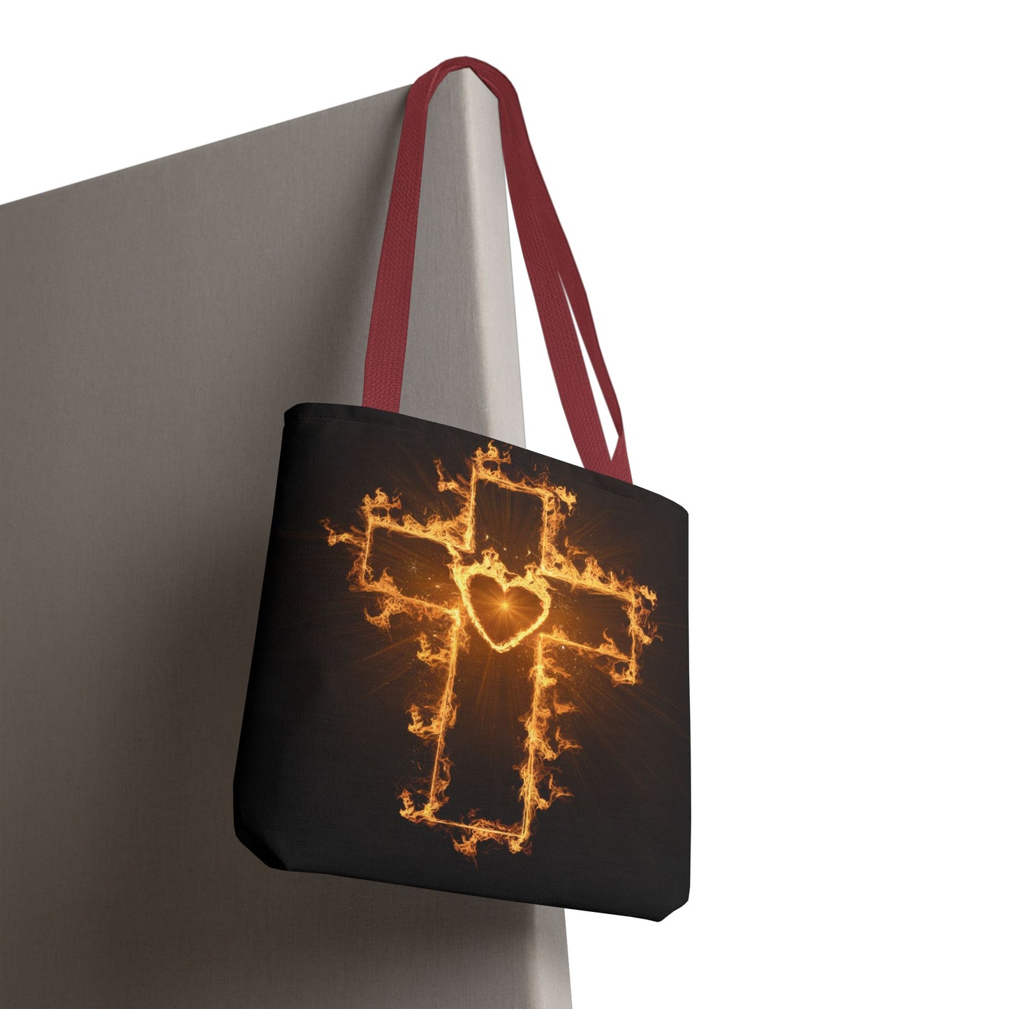 Stylish Flame Cross Tote Bag - Faith-Inspired Fashion