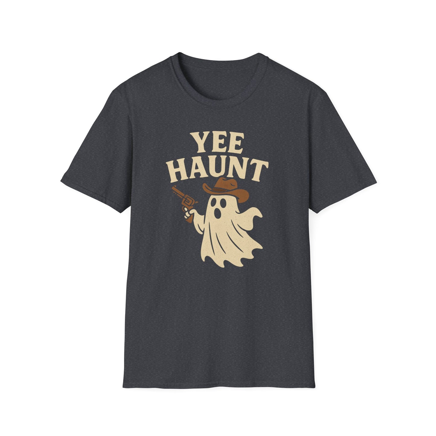 Yee Haunt Ghost Cowboy Halloween Tee - Cute Western Spooky Ghost Shirt - Boo Haw Fall Tee for Ghost Lovers - Unisex Halloween Graphic T-Shirt