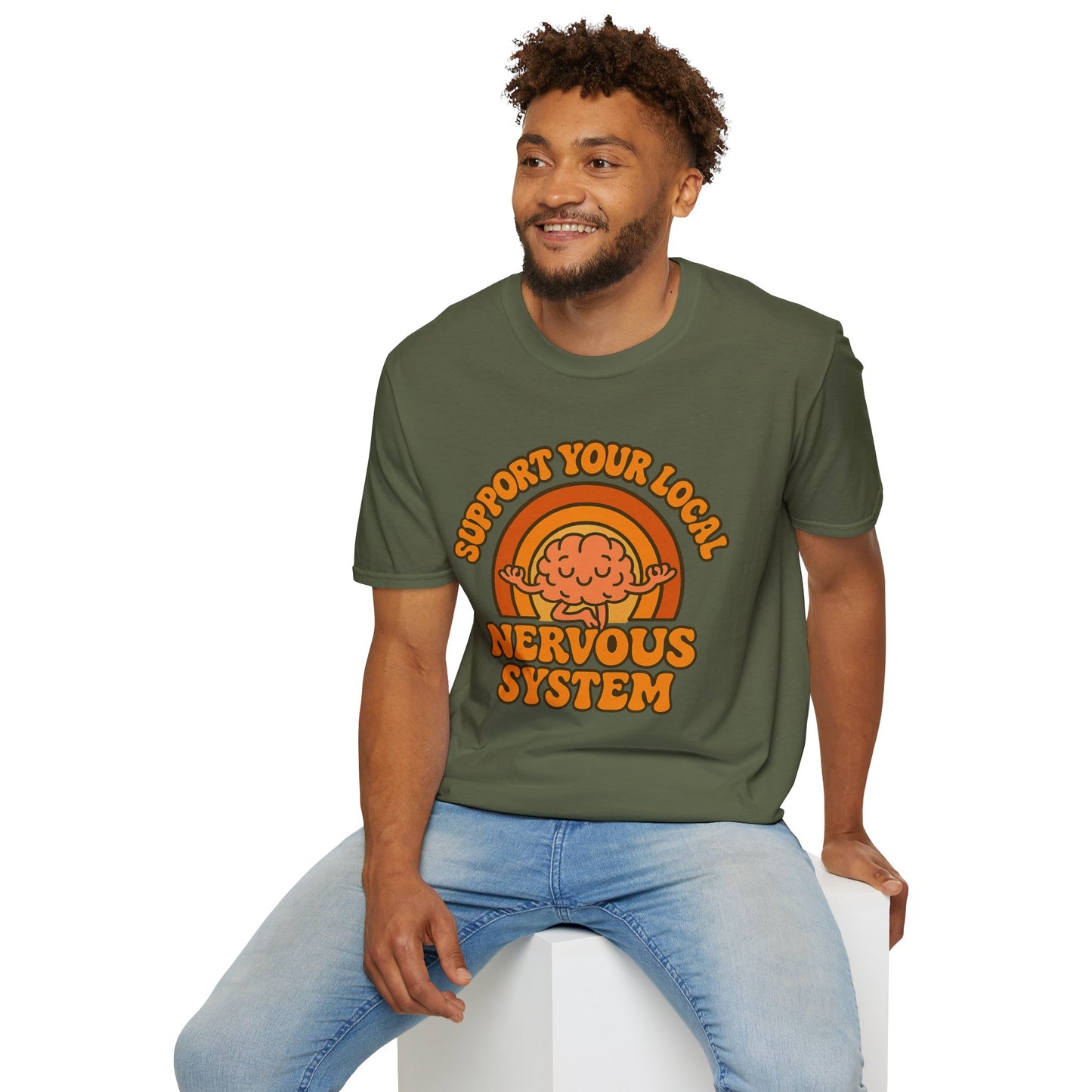 Support Your Local Nervous System T-Shirt | Funny Brain Tee, Neurodiversity Gift, Mental Health Humor Shirt, Science Geek Retro Tee