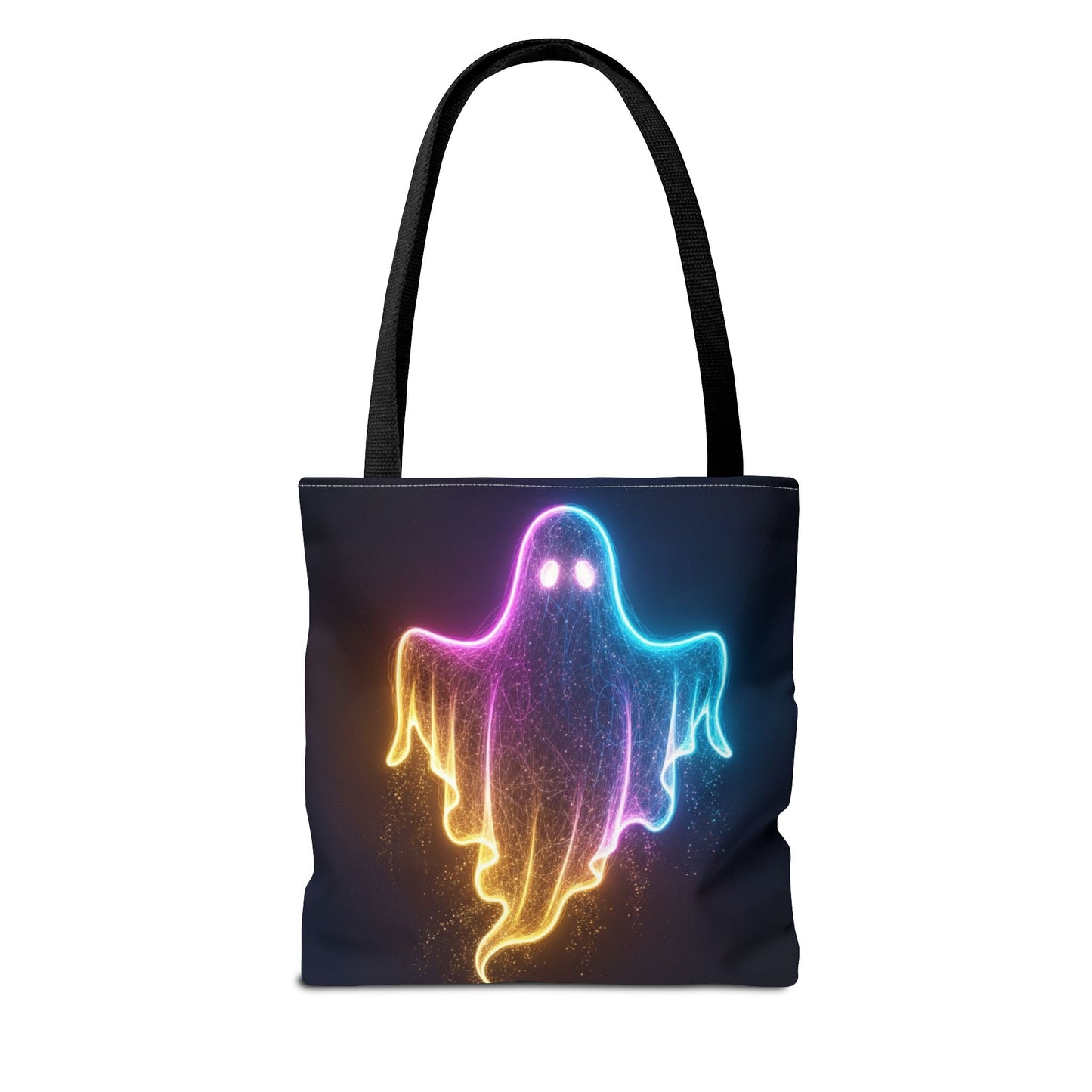 Neon Ghost Tote Bag - Bright Colorful Ghost Print Shoulder Tote, Spooky Cute Reusable Canvas Bag, Halloween Aesthetic Everyday Carry
