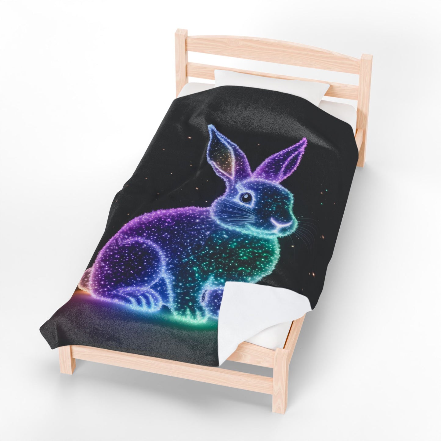 Velveteen Plush Blanket Bioluminescent Easter Bunny Blanket Easter Throw Easter Bunny Decor
