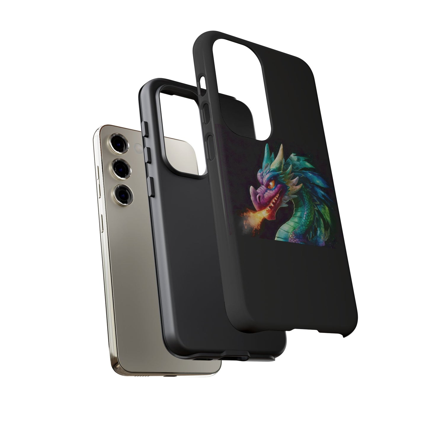 Fire-Breathing Dragon Samsung Case - Tough Fantasy Art Cover - Dark Academia Aesthetic Geek Gift for Galaxy S23/S24/S25/Ultra