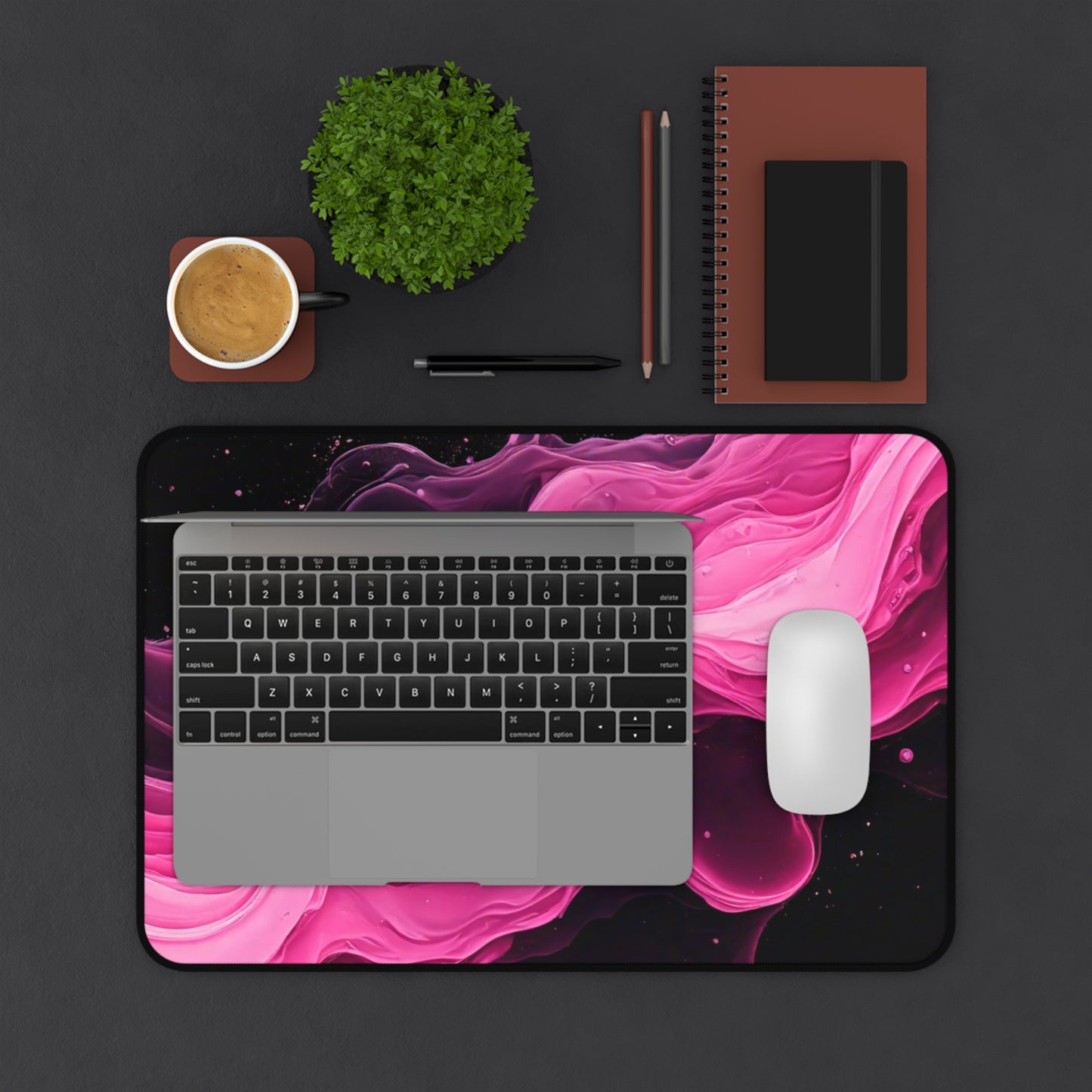 Elegant Pink Wave Desk Mat - Stylish Office Decor for Home & Workspaces