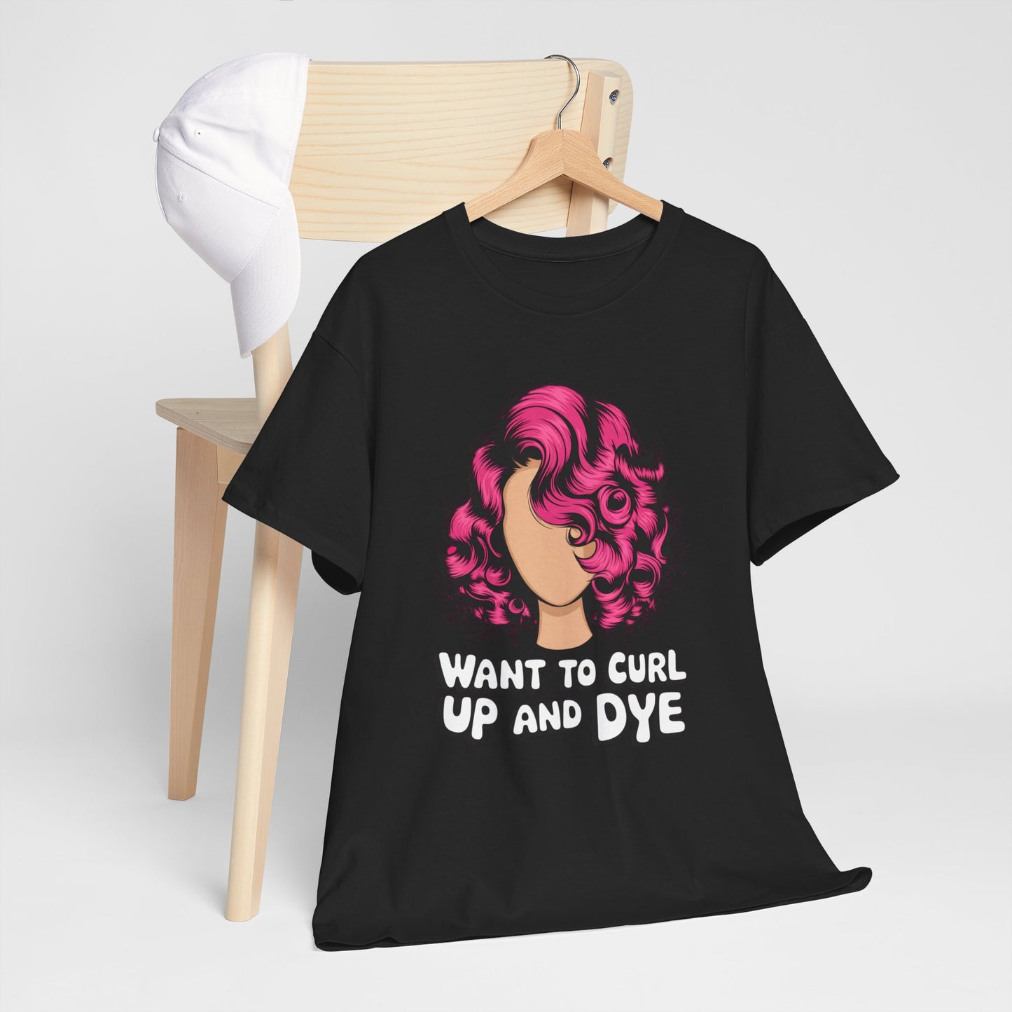 Curly Hair Tee: Want To Curl Up And Dye – Funny Hair Colorist Tee, Salon & Curl Lovers Gift, Trendy Graphic Shirt for Hairstylists