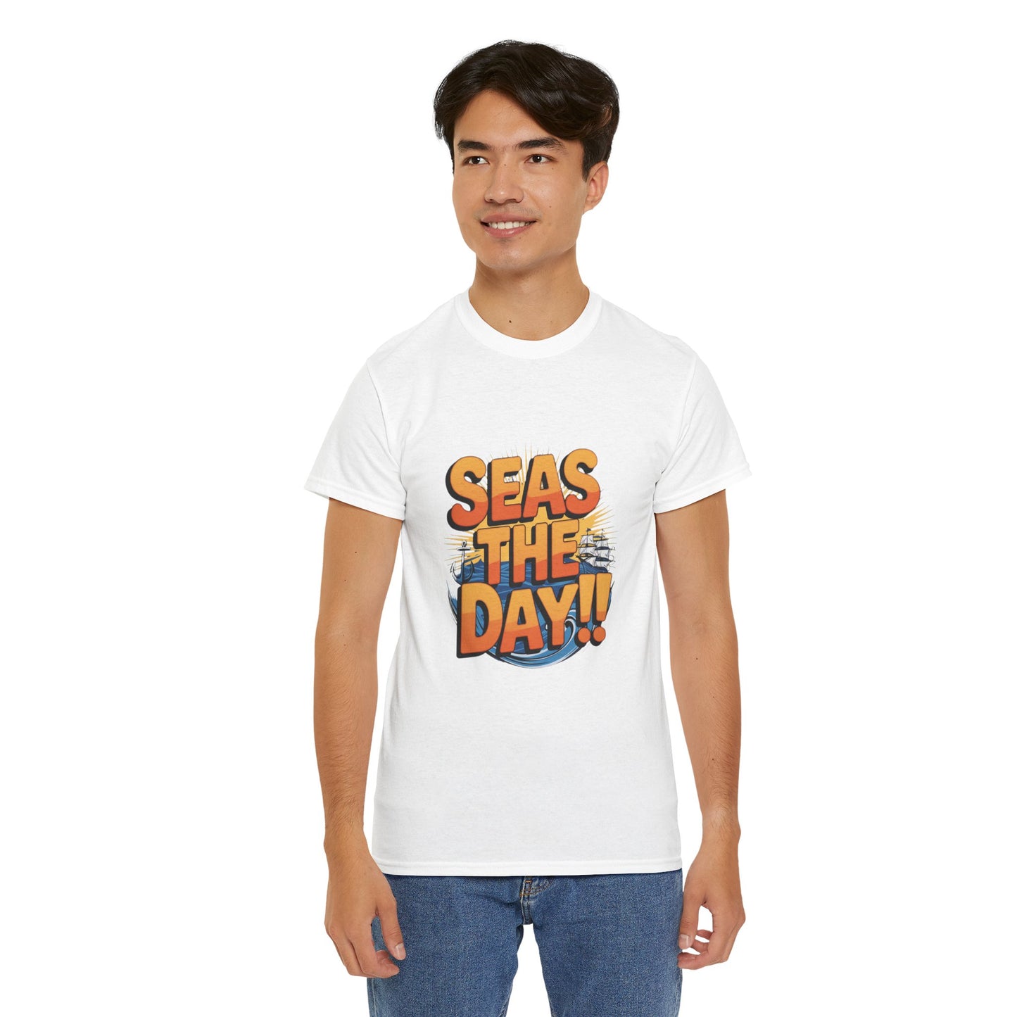 Seas The Day!! Tee • Ocean Pun Graphic Shirt • Comfort Colors Unisex Beachy Vibes • Nautical Aesthetic • Gift for Sea Lovers & Summer Vacays