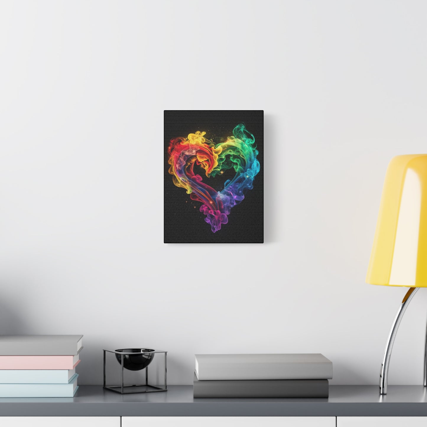 Canvas Art Print - Colorful Smoke Heart Design
