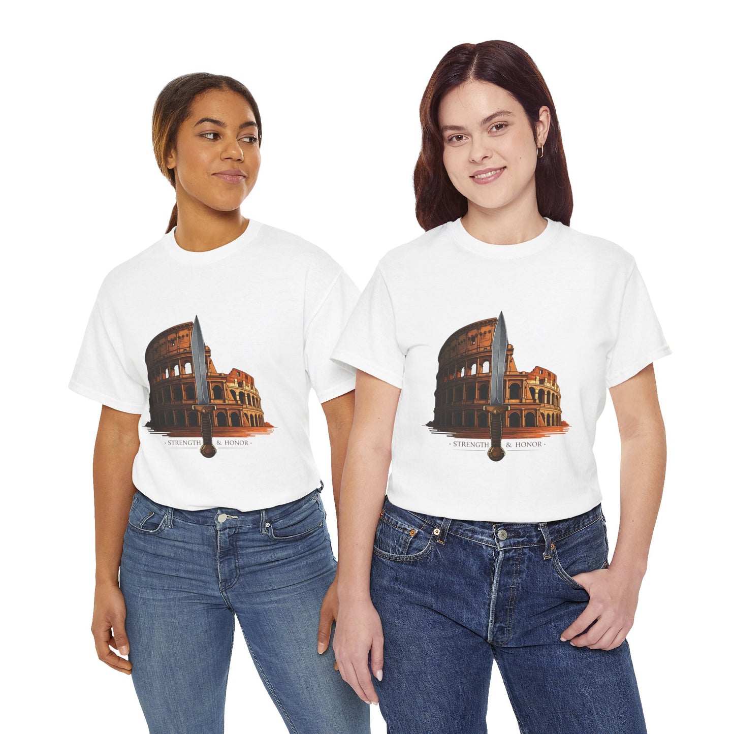 Strength & Honor Gladiator Shirt – Roman Colosseum Sword Graphic Tee – Ancient Rome History T-Shirt for Gladiator & Travel Fans