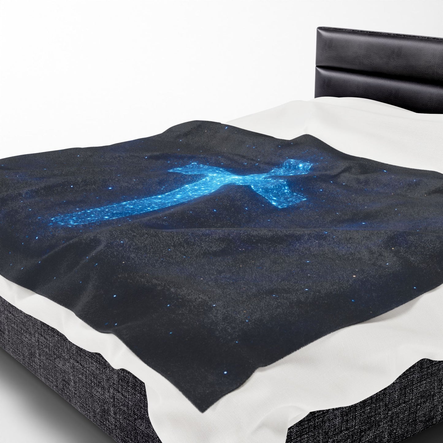 Velveteen Plush Blanket with Bioluminescent Cross Design Christian Decor Inspirational Throw Spiritual Blanket Gift for Believers