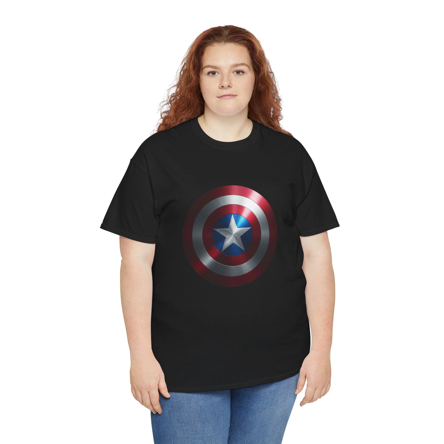 Patriotic Hero Shield Shirt – Star Emblem Graphic Tee – Super Soldier Gift – Comic Inspired Unisex Shirt – Cosplay Convention Top