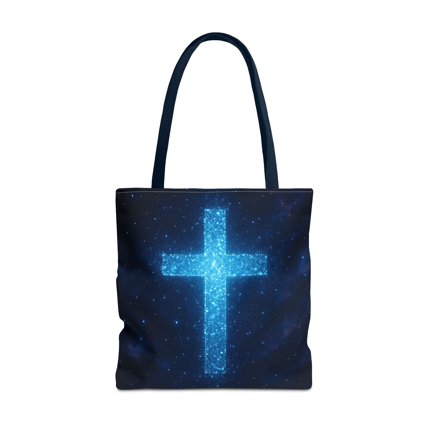 Sparkling Cross Tote Bag - Inspirational Blue Cosmic Bag Christian Tote Spiritual Bag Inspirational Tote Bag
