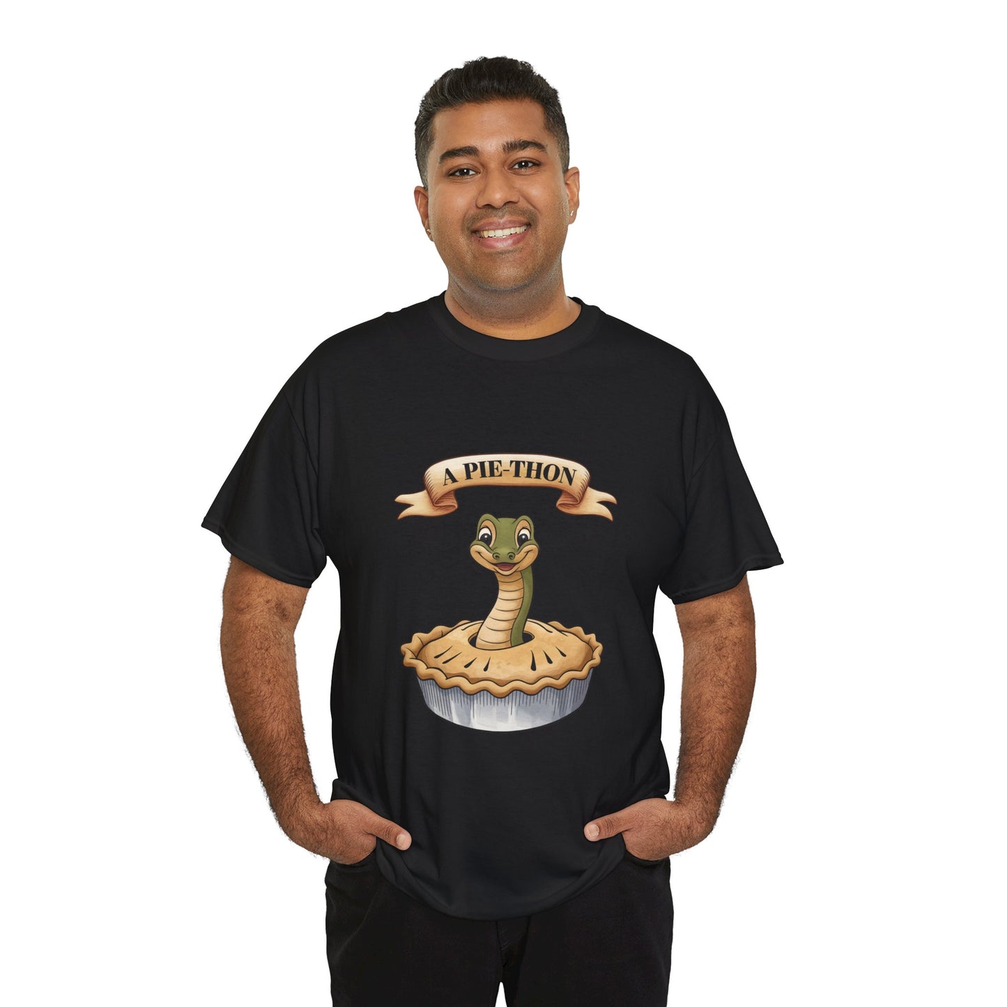 A Pie-Thon Funny Snake Pun Shirt – Cute Animal Joke T-Shirt – Quirky Graphic Tee for Pun Lovers, Reptile Fans, and Unique Gift Ideas