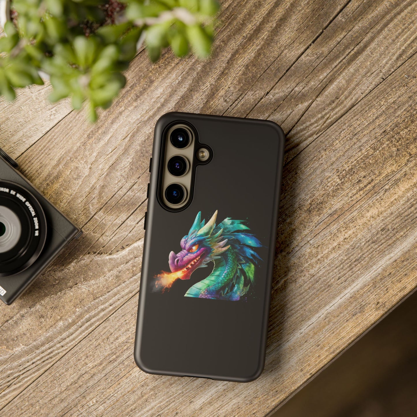 Fire-Breathing Dragon Samsung Case - Tough Fantasy Art Cover - Dark Academia Aesthetic Geek Gift for Galaxy S23/S24/S25/Ultra