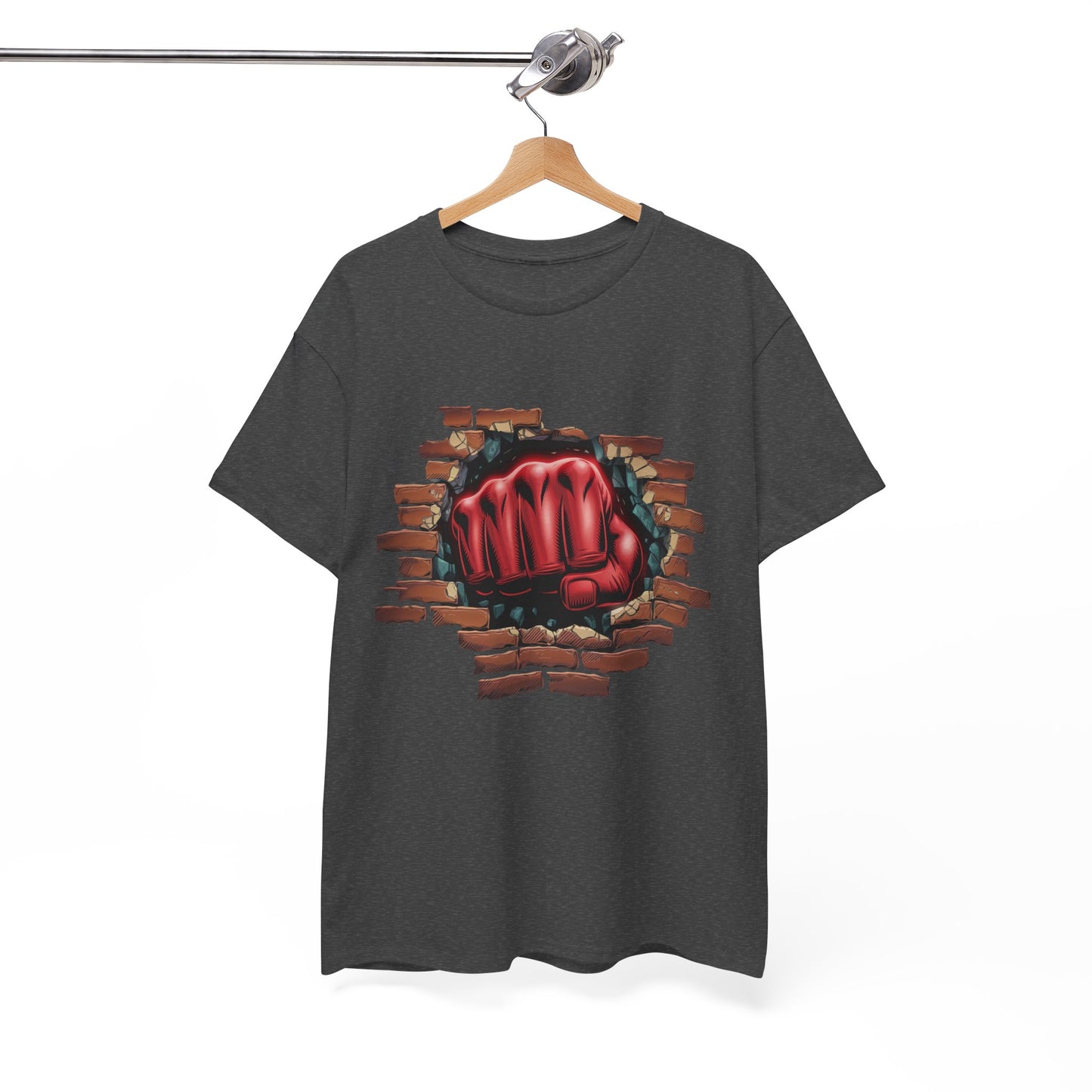 Impact Fist Graphic T-Shirt – Punch Through Brick Wall Design | Bold Streetwear Tee for Fighters, Gym & Edge-Lovers