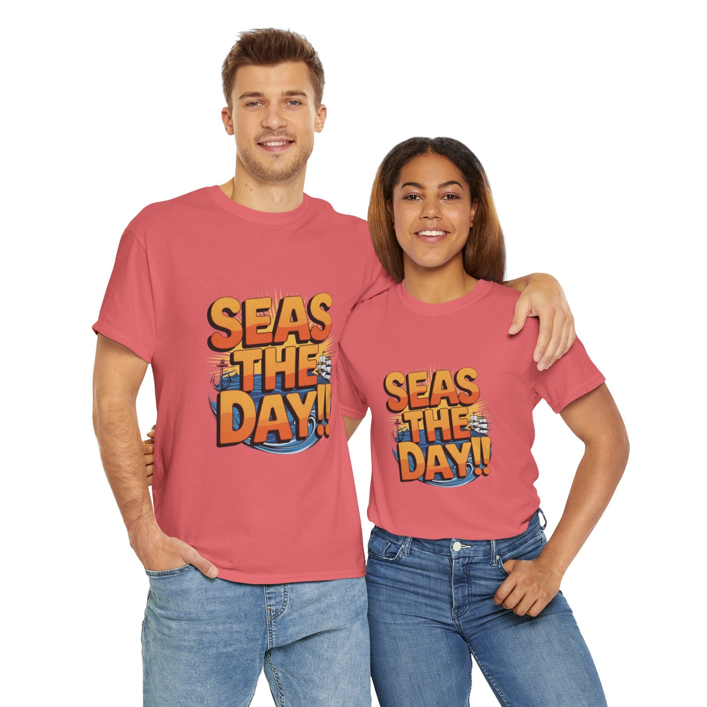 Seas The Day!! Tee • Ocean Pun Graphic Shirt • Comfort Colors Unisex Beachy Vibes • Nautical Aesthetic • Gift for Sea Lovers & Summer Vacays