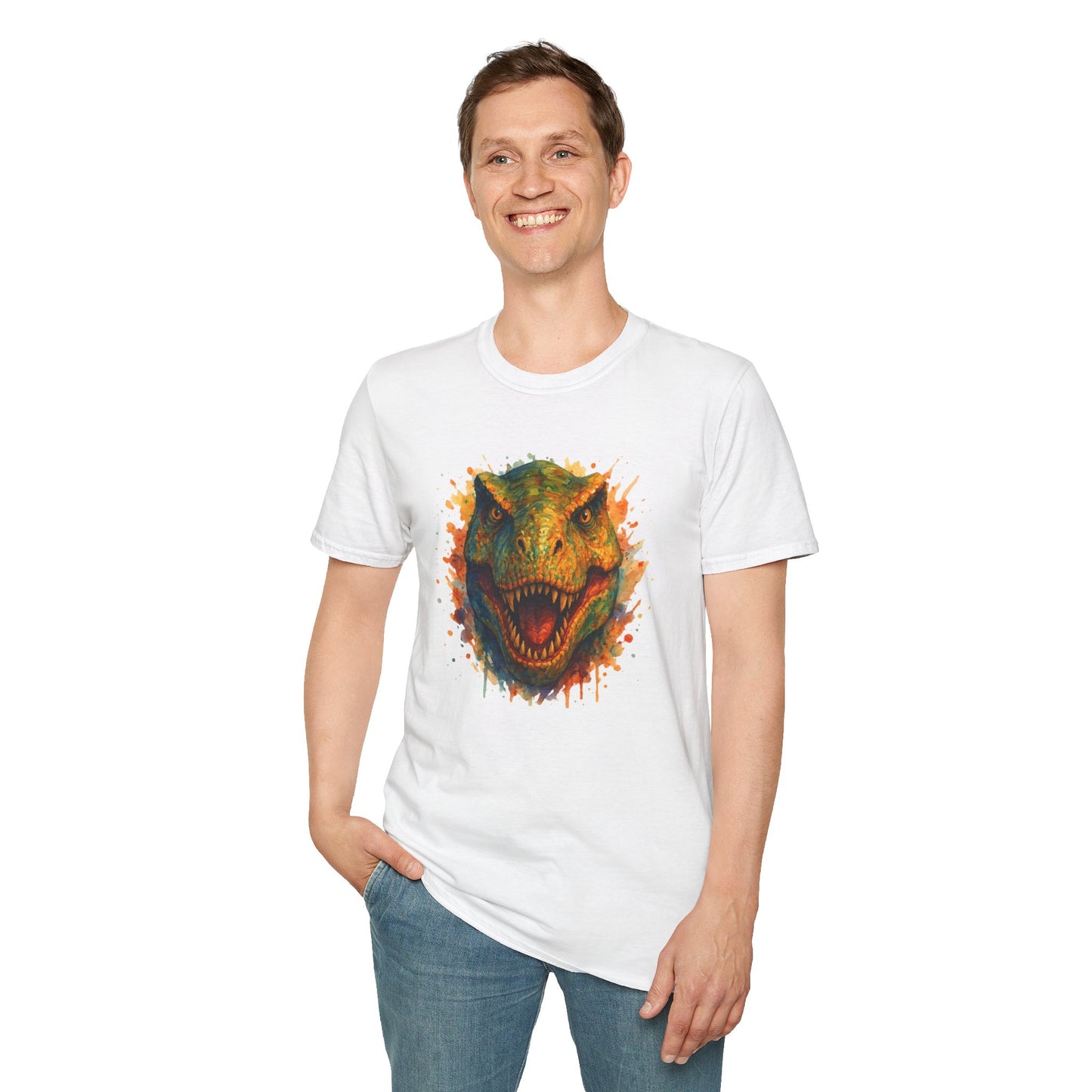 Watercolor T-Rex T-Shirt | Psychedelic Dinosaur Tee | Prehistoric Rainbow Dino Gift | Unisex Cotton Graphic Shirt Jurassic Tee