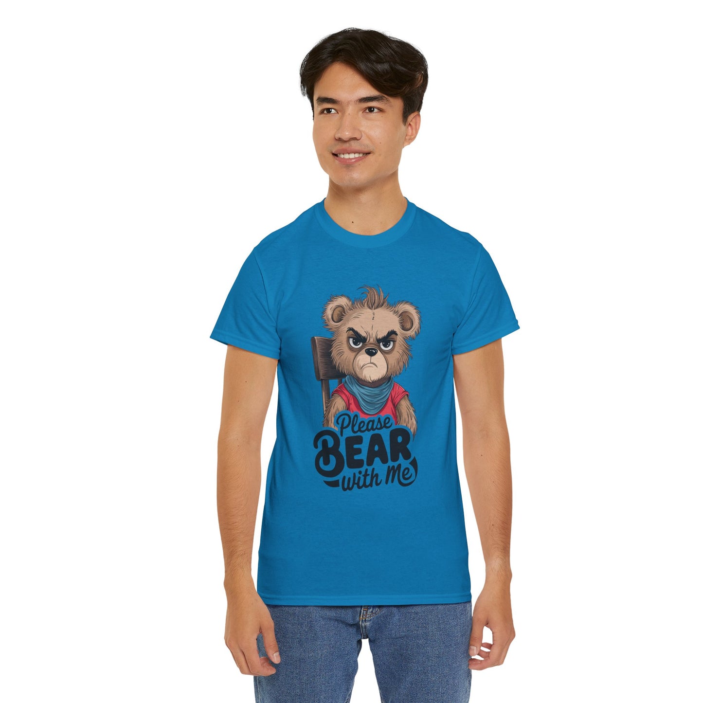 Grumpy Bear Graphic Tee – Please Bear With Me Shirt – Funny Animal T‑shirt – Sarcastic Humor Gift – Cute Bear Meme Art Tee