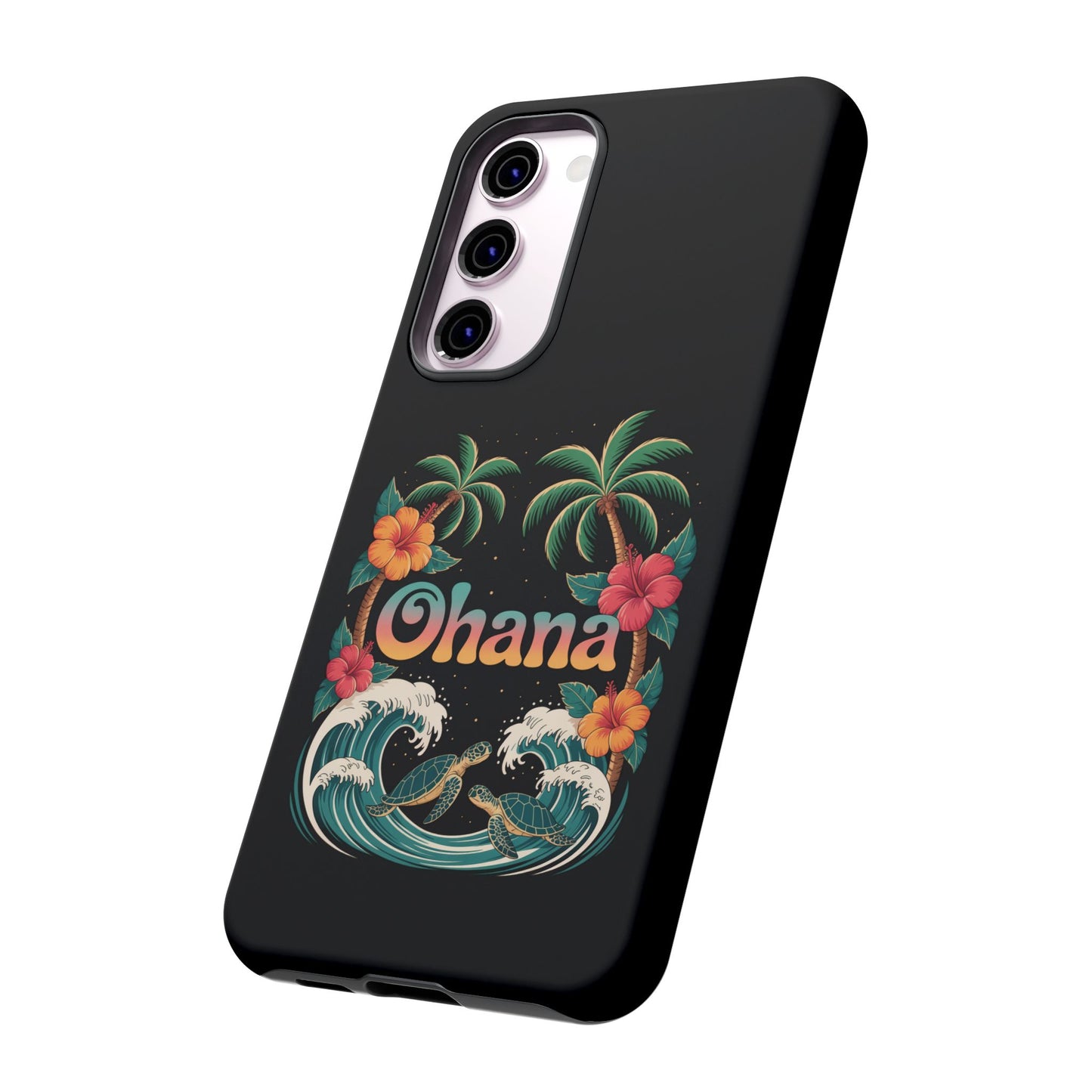 Tropical Ohana Samsung Case - Summer Beach Phone Cover - Hawaiian Palm & Hibiscus Design - Rugged & Glossy Protector for Galaxy