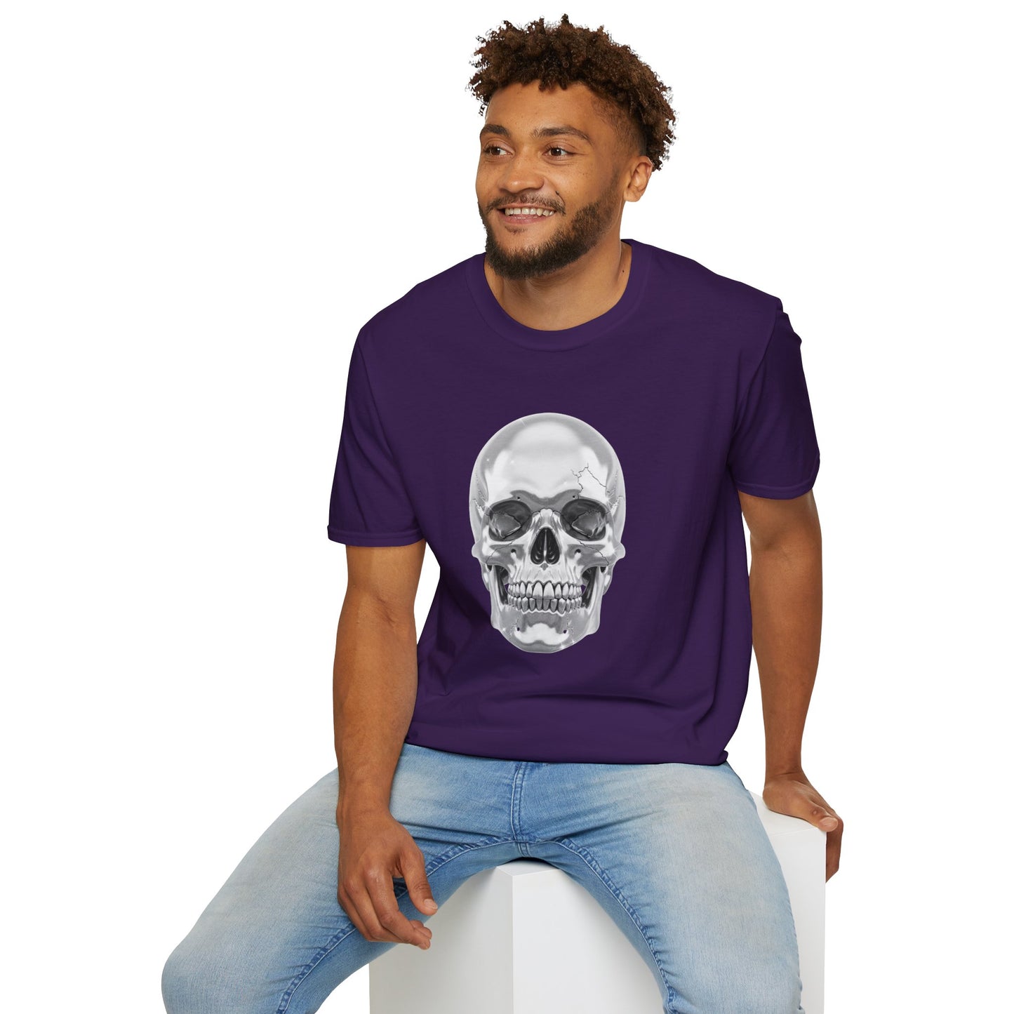 Chrome Skull Graphic Tee - Edgy Metallic Skull Shirt - Retro Rock Vibe, Dark Aesthetic, Unisex Cool Gift - Trendy Fashion Statement Top