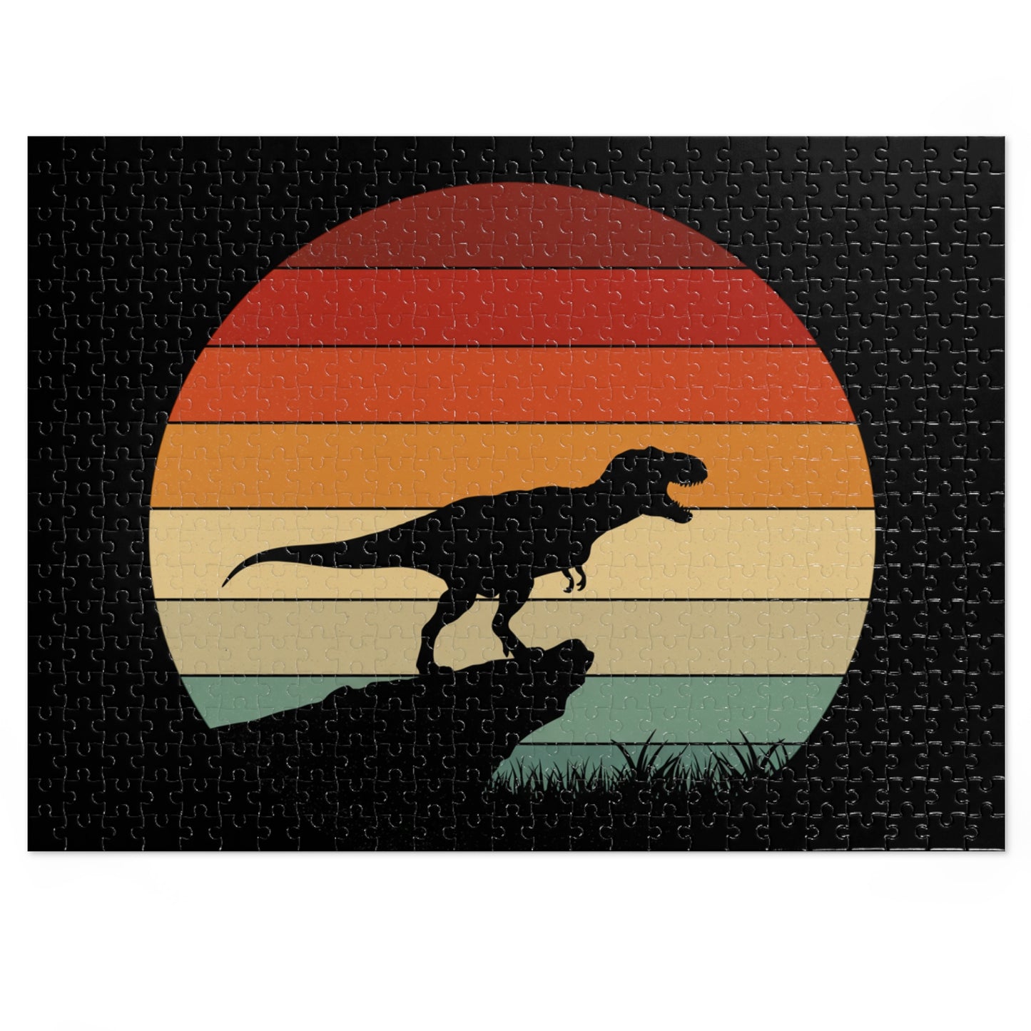 Retro Dinosaur Sunset Jigsaw Puzzle - 252-2000 pc Vintage Dino Wall Art Puzzle Gift for Adults and Kids - Unique Jurassic Game