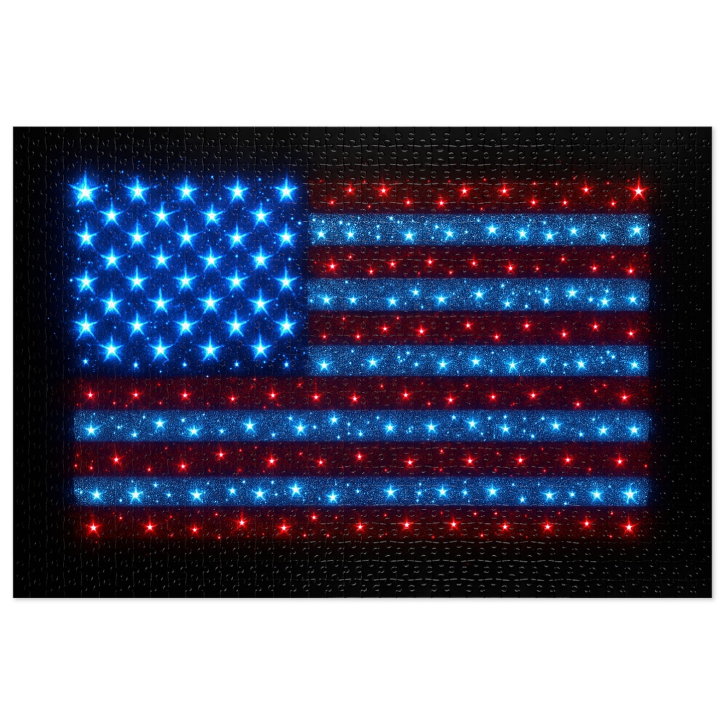 Bioluminescent USA Flag Jigsaw Puzzle - Patriotic Cosmic Puzzle 252-2000PC - Starry Red White Blue Home Decor Family Game Night Gift