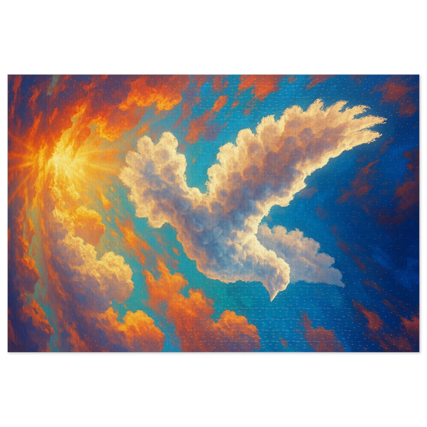 Jigsaw Puzzle: Cloud Dove Sunset Scene Inspirational Game Christian Puzzle Spiritual Jigsaw Religious Puzzle