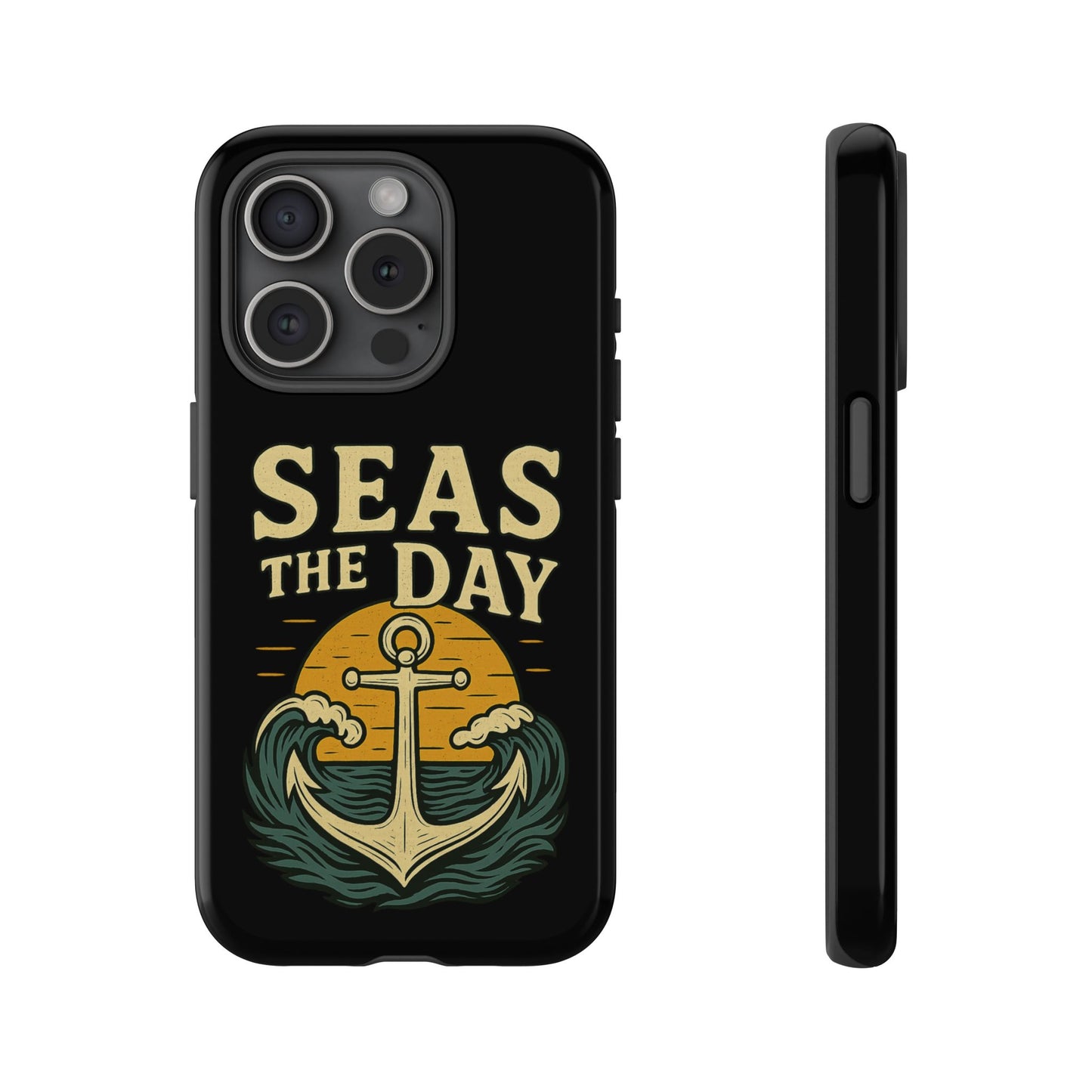 Seas the Day iPhone Case – Nautical Anchor Phone Cover – Ocean Pun Gift – Beach Lover iPhone Accessory – Summer Adventure Phone Case