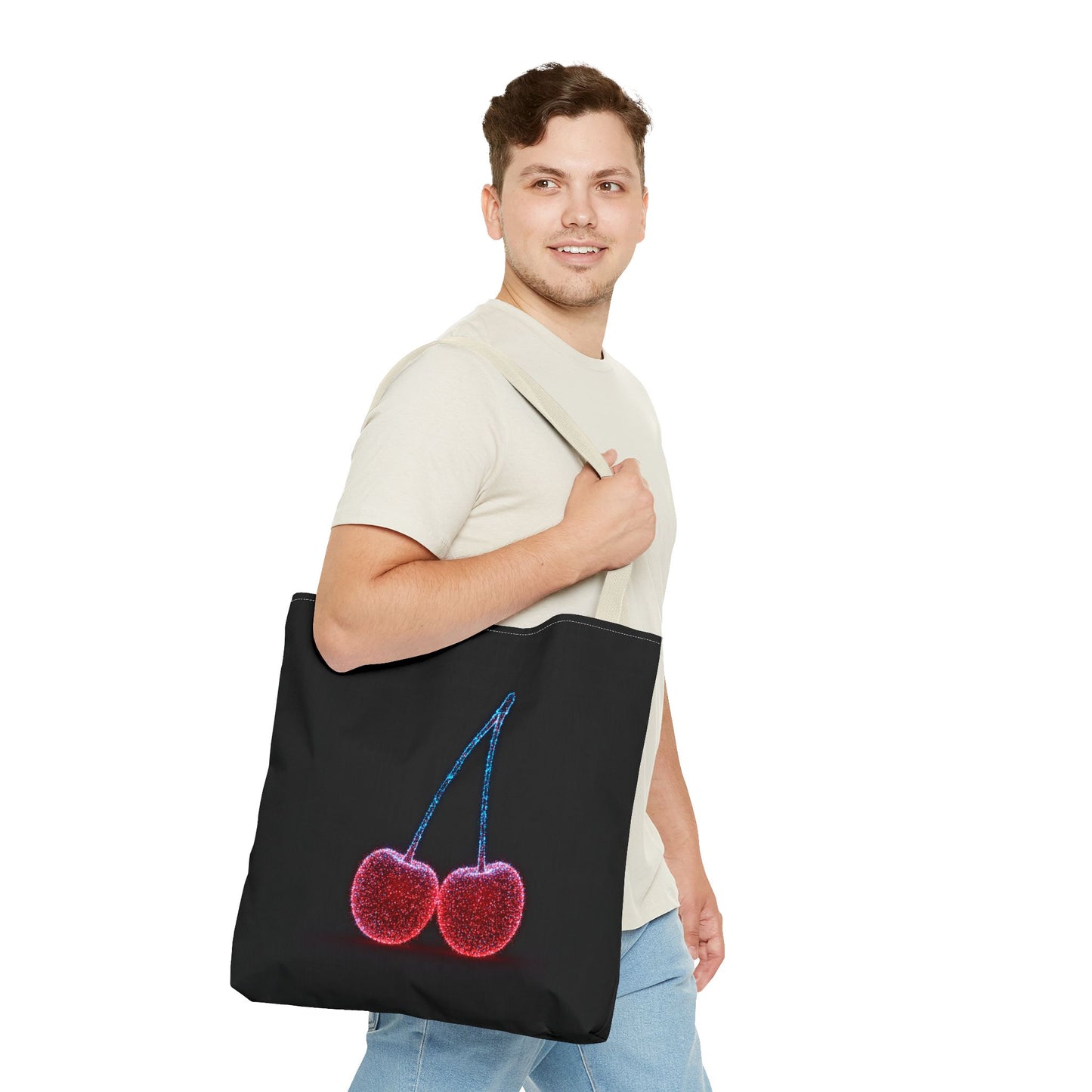 Sparkling Cherry Tote Bag Reusable Bag Shopping Bag Cherry Bag Reusable Tote