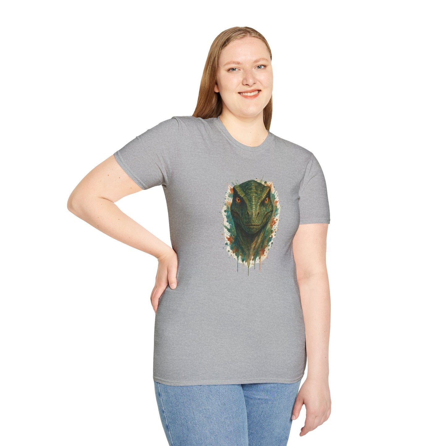Watercolor Velociraptor T-Shirt | Dinosaur Lover Gift | Artistic Paleo Tee - Unique Dino Art Tee for Men Women Jurassic Apparel