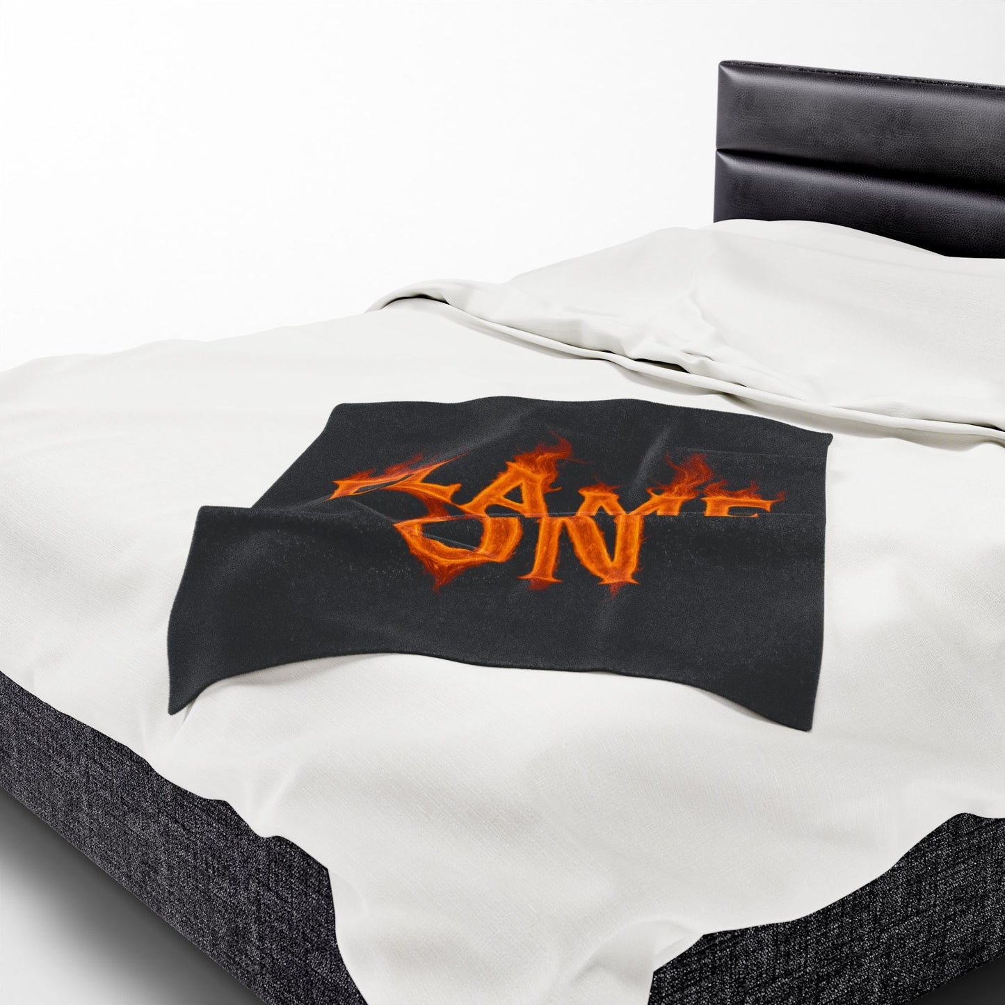 Flame On Fire Typography Blanket - Bold Flame Text Fleece Throw for Comic Fans, Cozy Fire Aesthetic Decor, Hero-Inspired Bedding Gift