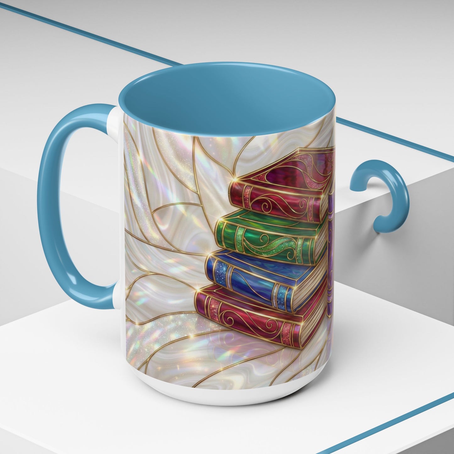 Book Lover Coffee Mug, Stained Glass Books Mug, Reading Gift For Bookworms, Library Aesthetic Mug, Booktok Mug, Ceramic Coffee Cup