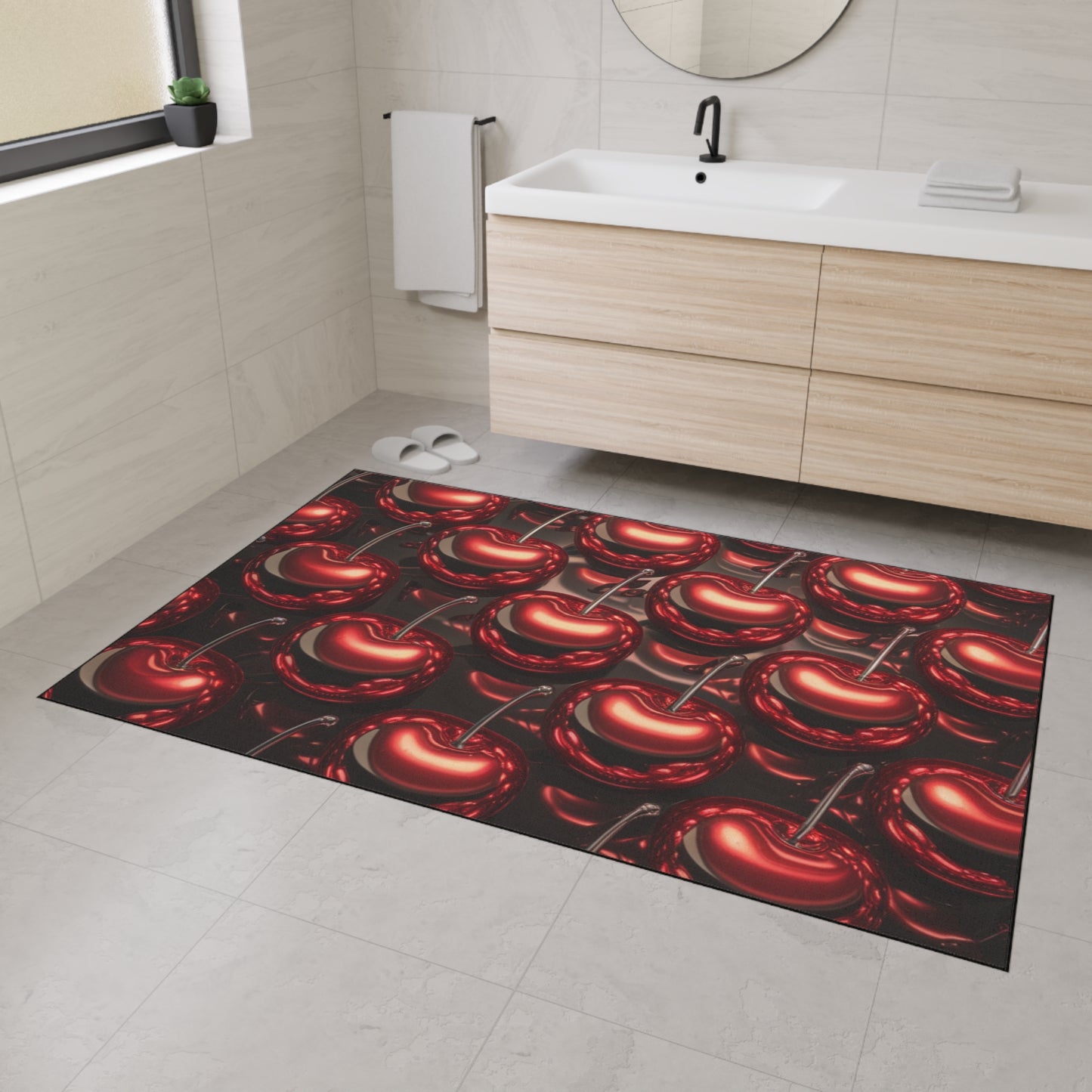 Floor Mat - Shiny Red Cherries Design