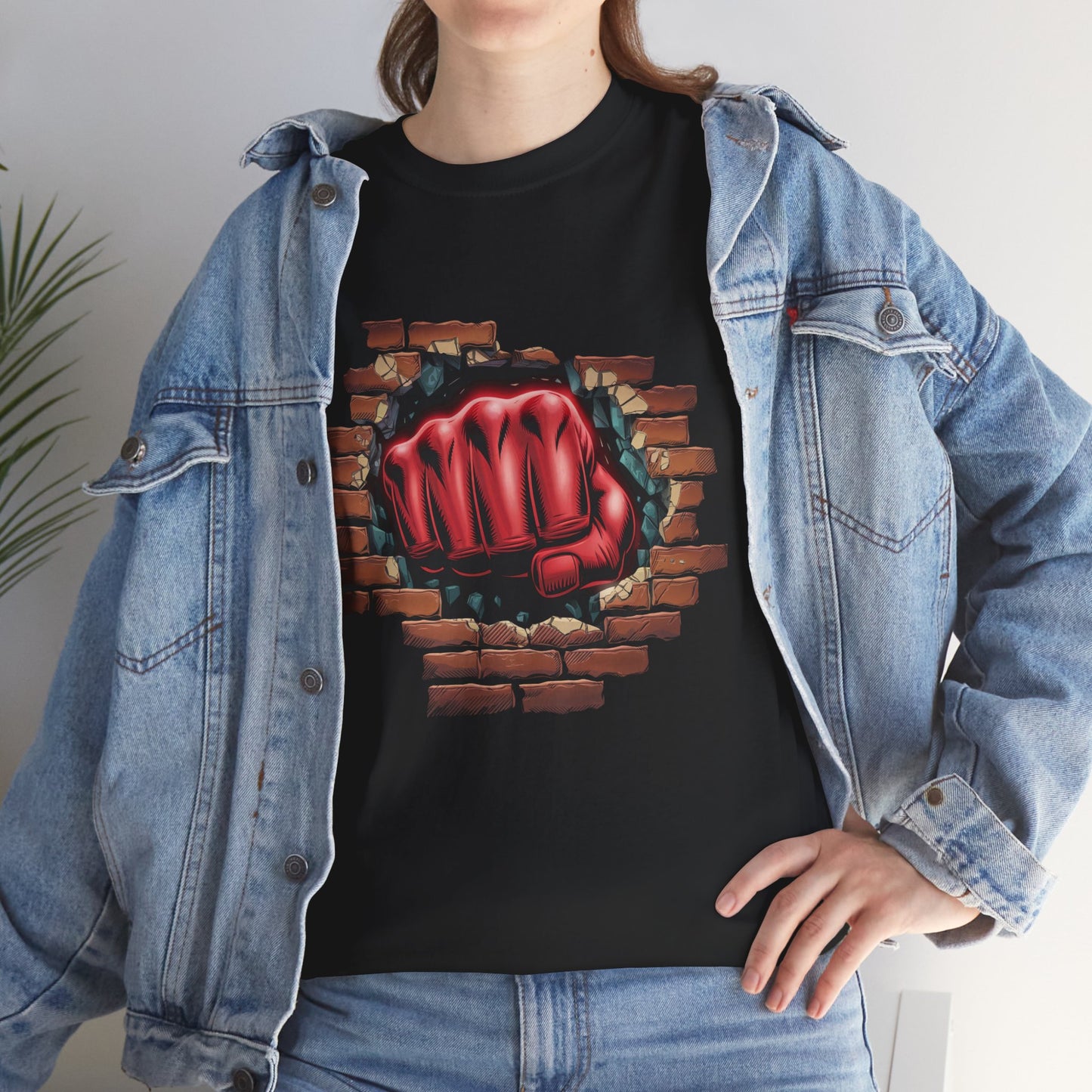 Impact Fist Graphic T-Shirt – Punch Through Brick Wall Design | Bold Streetwear Tee for Fighters, Gym & Edge-Lovers