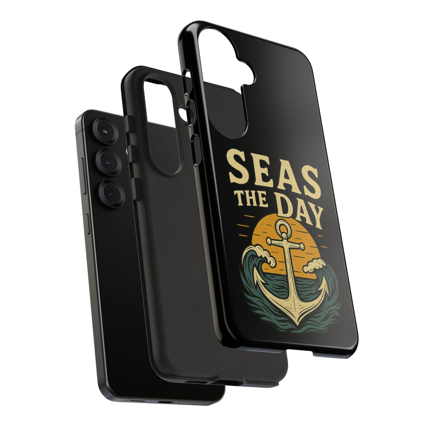 Seas the Day Samsung Case – Nautical Phone Case – Anchor Pun Gift – Ocean Lover Accessory – Motivational Phone Cover – Beach Vibes Case