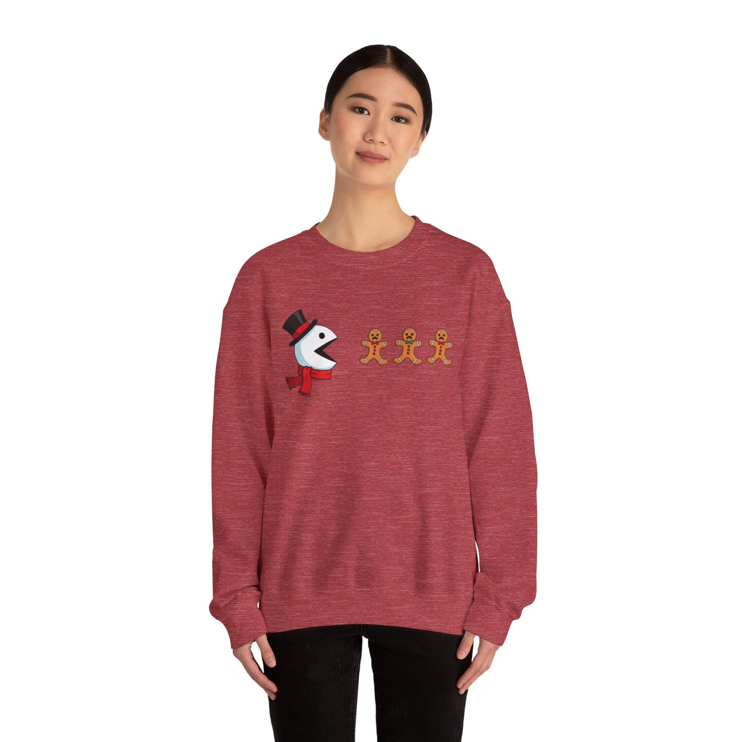 Funny Snowman And Gingerbread Sweatshirt, Cute Christmas Crewneck, Holiday Winter Sweater, Festive Graphic Pullover For Men And Women
