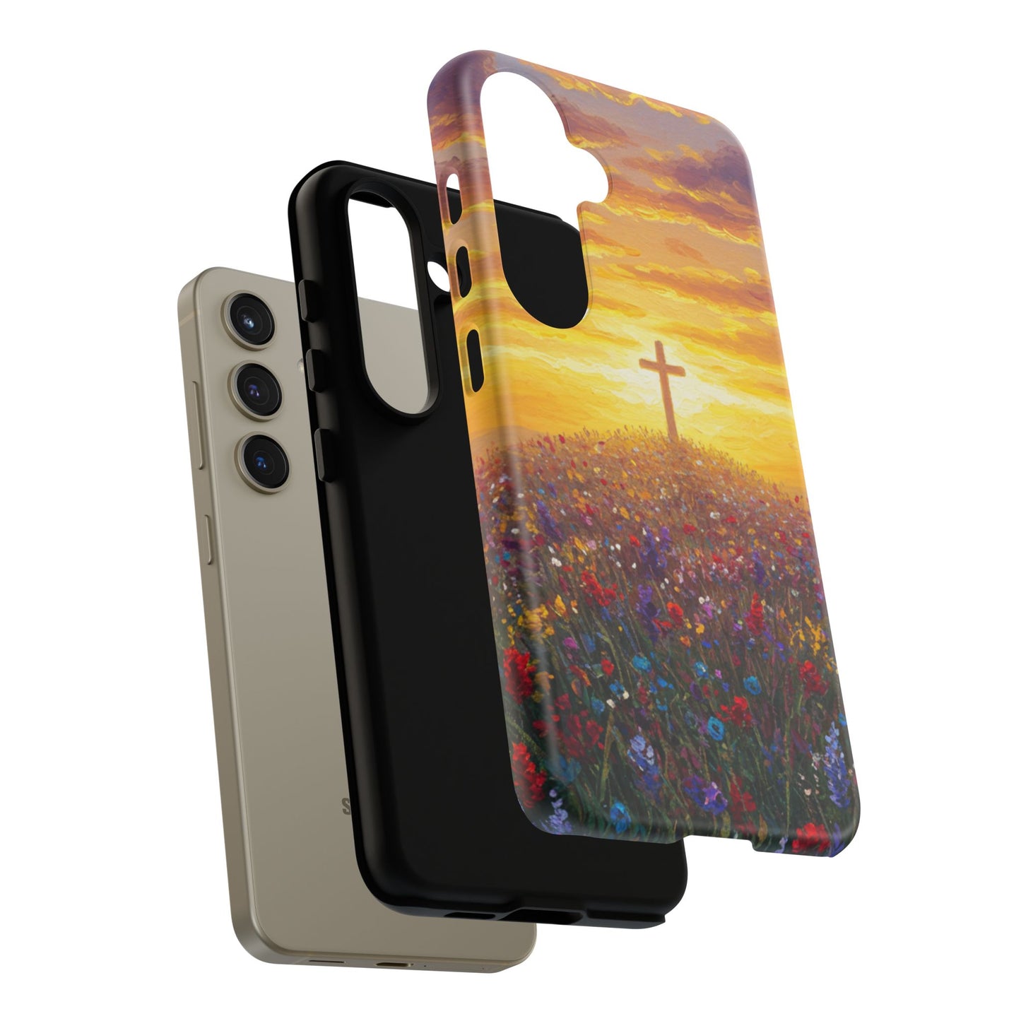 Samsung Phone Case - Monet Style Cross Christian Phone Case Spiritual Case Inspirational Samsung Case