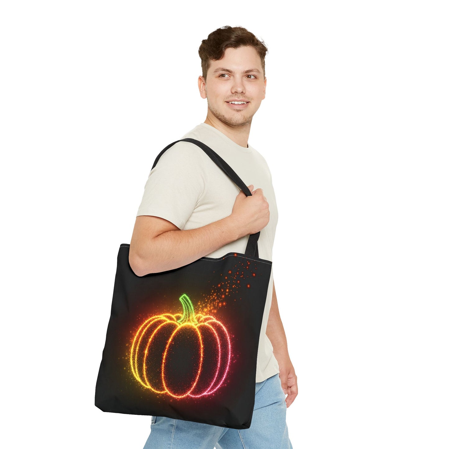 Neon Pumpkin Tote Bag, Halloween Tote, Fall Aesthetic Trick Or Treat Bag, Spooky Season Accessory, Pumpkin Bag, Fall Gift Idea