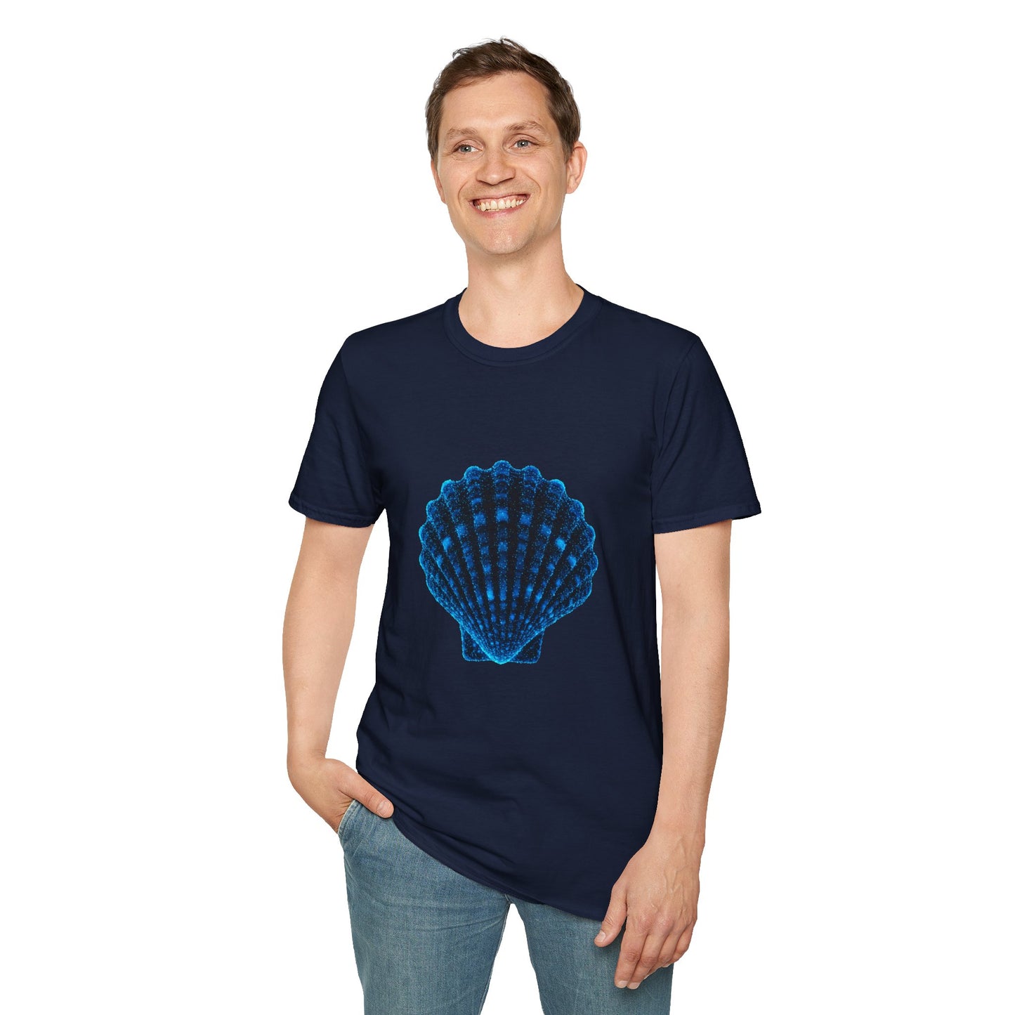 Geometric Digital Shell T‑Shirt • Nature Inspired Graphic Tee • Cottagecore, Y2K Nostalgia, Bold Minimalist Women & Men Gift
