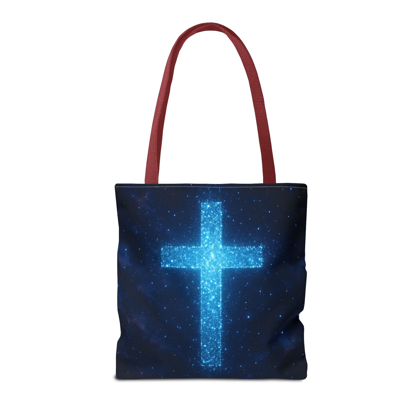 Sparkling Cross Tote Bag - Inspirational Blue Cosmic Bag Christian Tote Spiritual Bag Inspirational Tote Bag