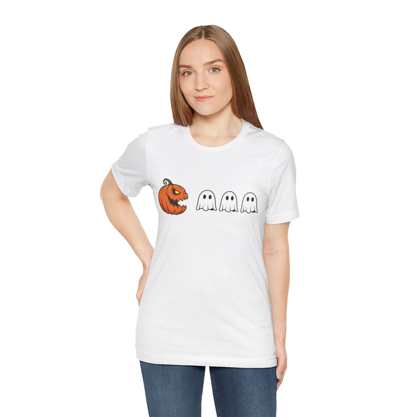 Pumpkin Pac-Man Shirt, Halloween Arcade Tee, Pumpkin Chase Ghosts Tee, Retro Gaming Halloween, Spooky Season Shirt, Vintage Game Pumpkin Top