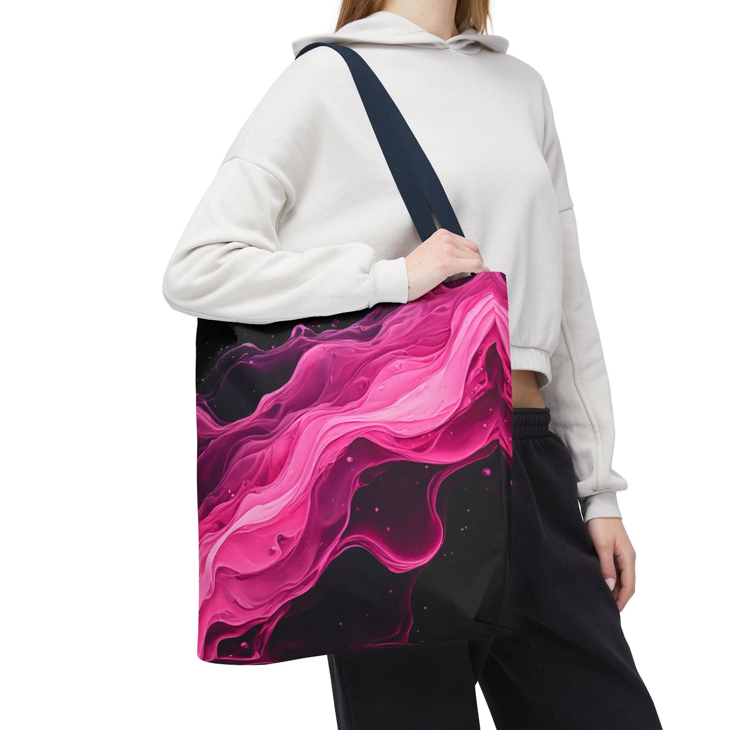 Pink Abstract Tote Bag | Bold Magenta Swirl Art Print Tote | Abstract Expressionism Carryall | Statement Shopper | Canvas Tote Bag